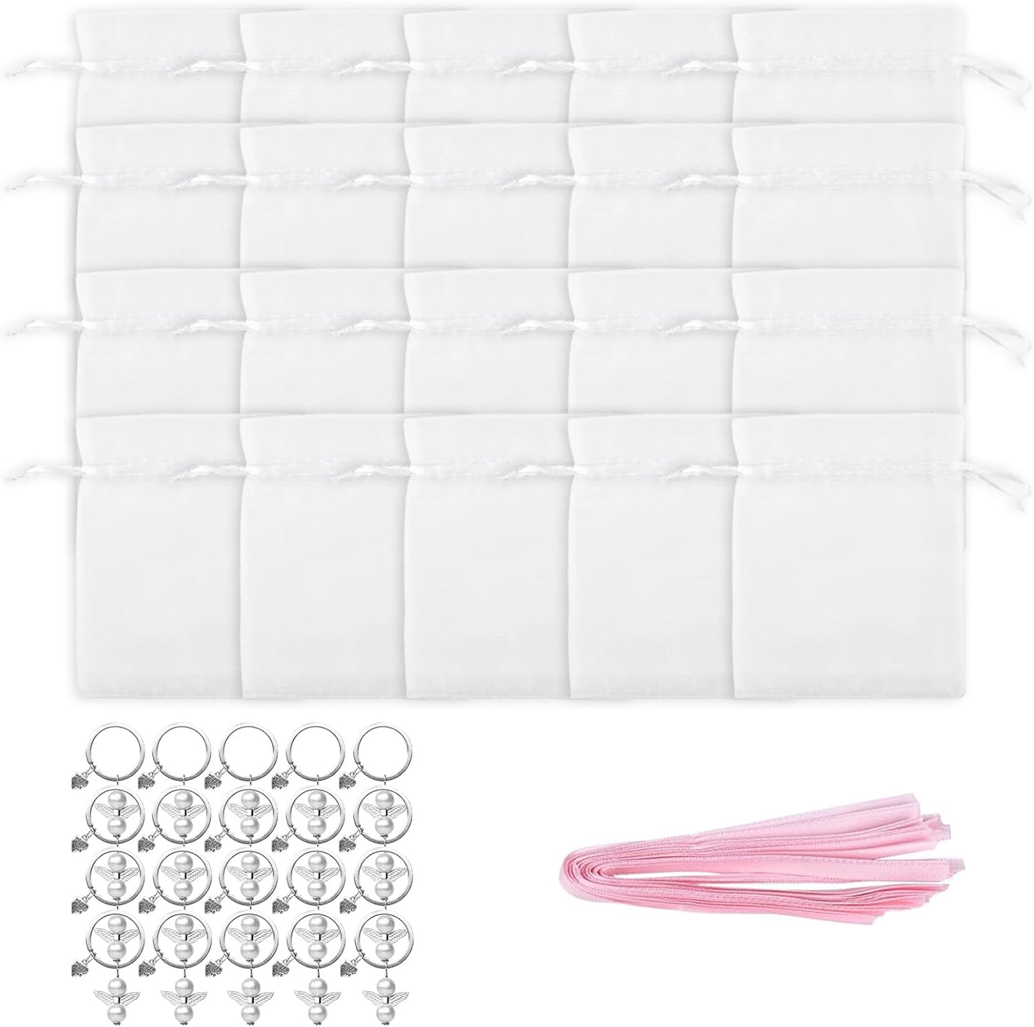 Pack Of 60 Stylish Angel Keychain Charms With Organized Pouches