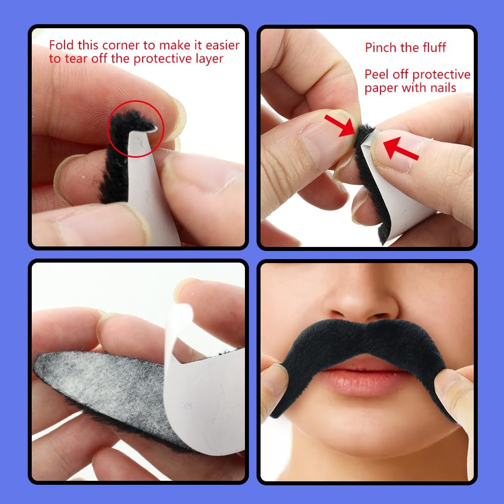 24 Pcs Self Adhesive Black Mustache Stickers