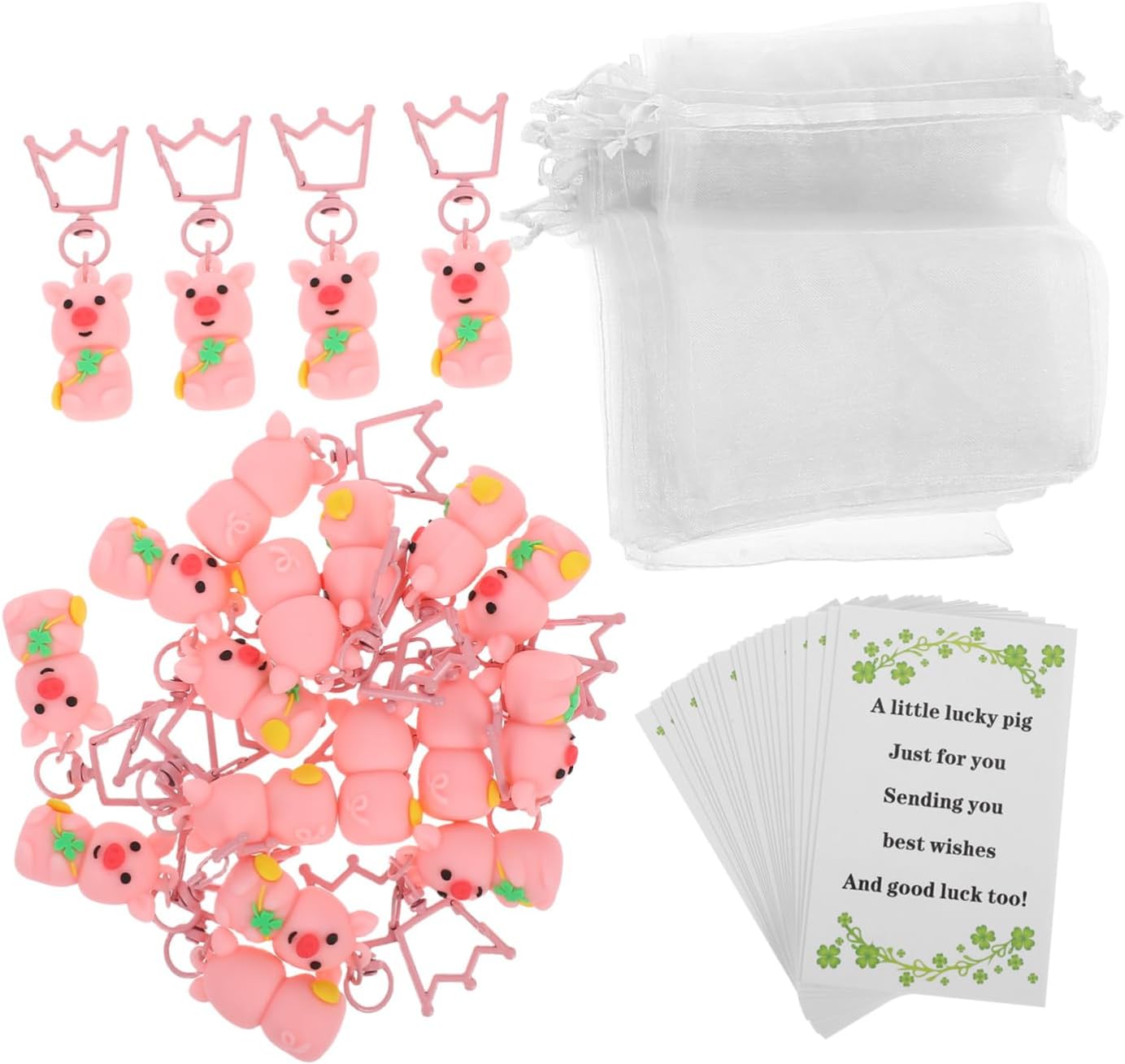 Mobestech 20pcs Cute Pig Keychains for St Patricks Day Party Favors