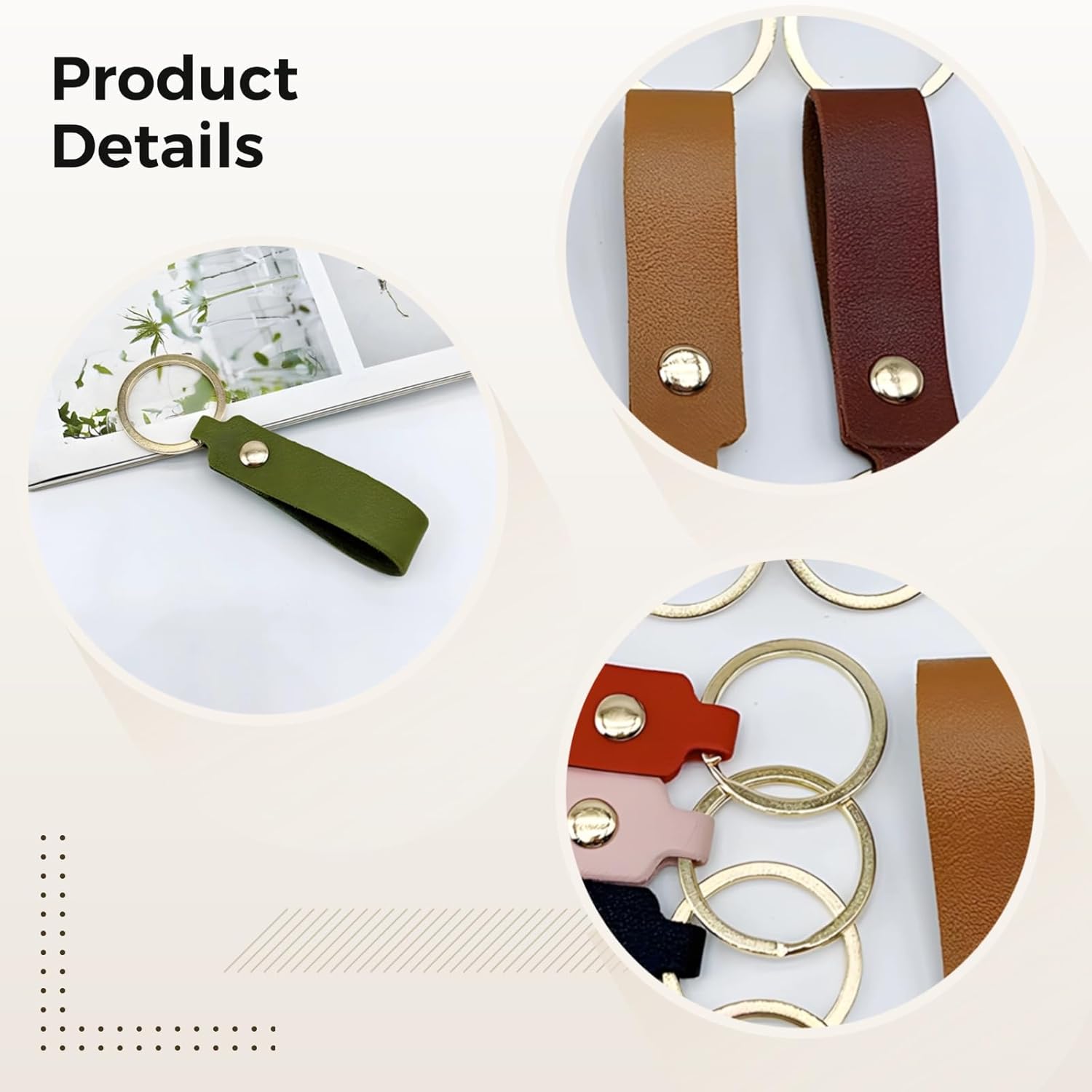 100 Piece Assorted Pu Leather Keychains Customizable Gift Set