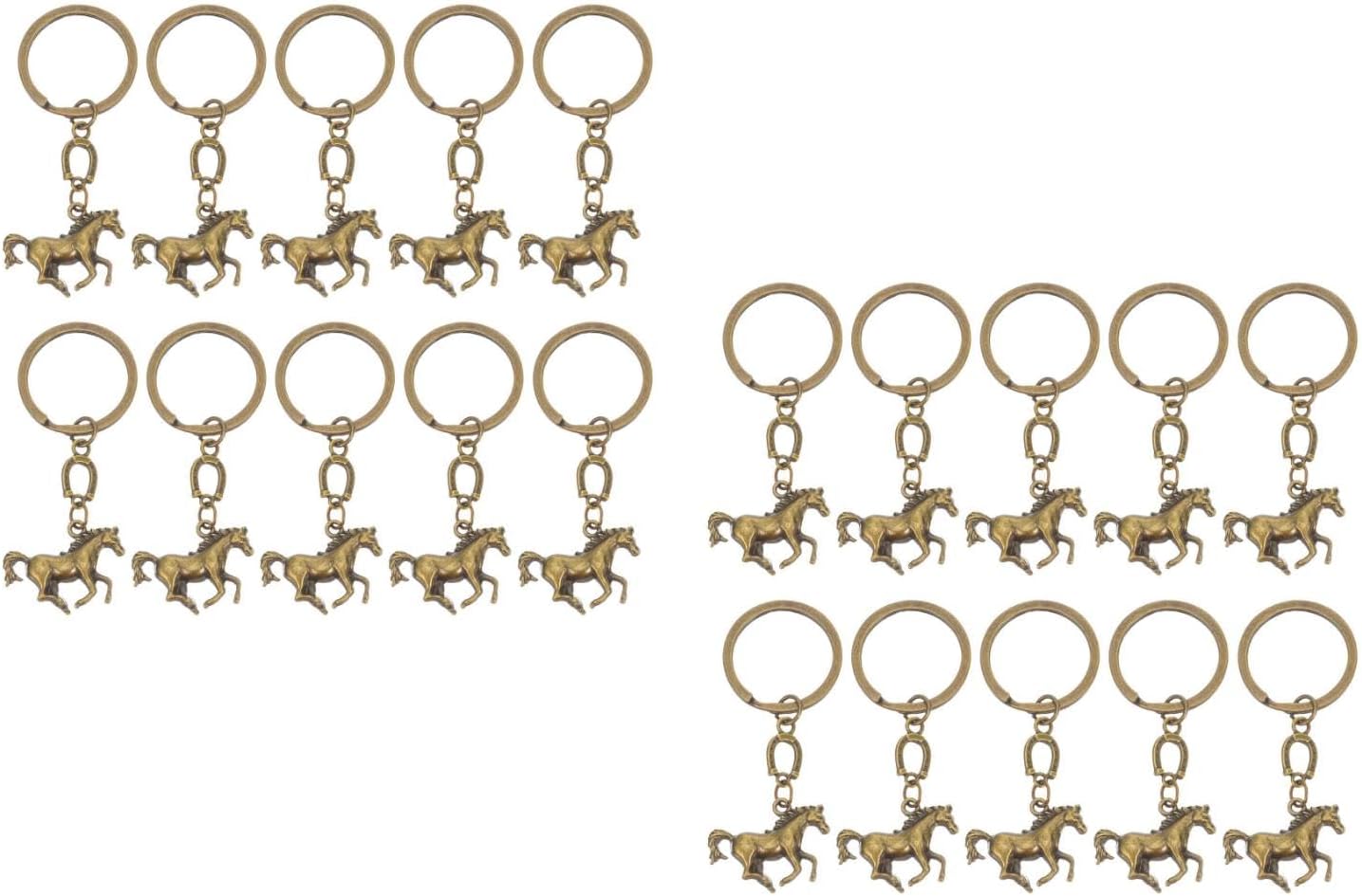 LUOZZY 20pcs Horse Year Keychain Metal Keyring with Horseshoe Design