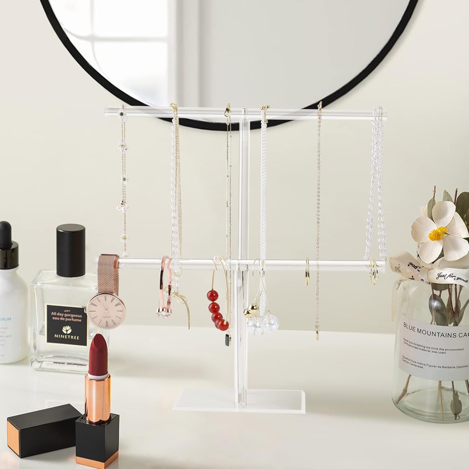 Suneerplay 2-Tier Jewelry Display Stand for Necklaces and Bracelets