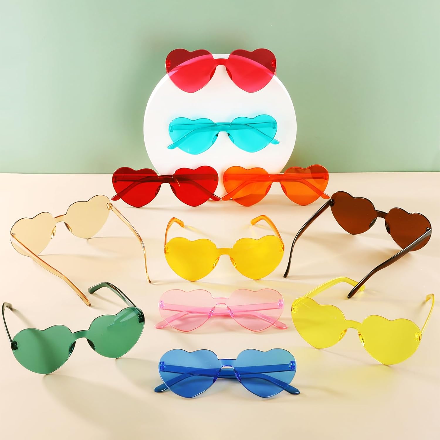 72 Pairs Heart Shaped Sunglasses in Candy Colors