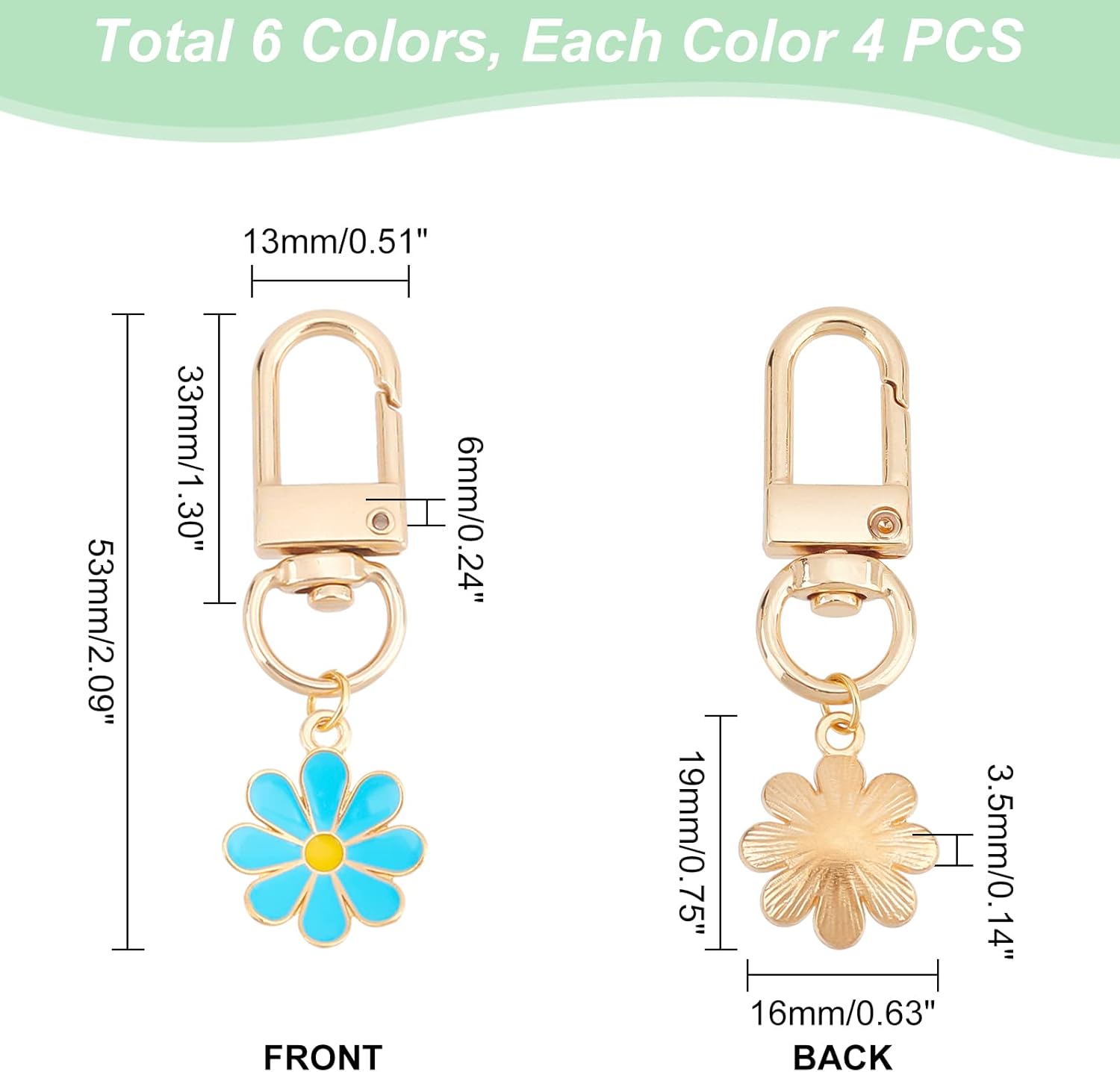 PH PandaHall 24pcs Daisy Enamel Keychain Set