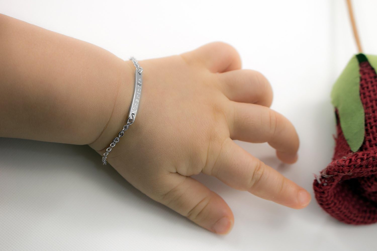 Personalized Baby Name Bar ID Bracelet 16k Gold Plated
