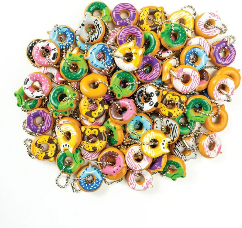 GEDDES Raymond I Love Donuts Animals Keychain Necklaces - 100 Mini Donut Charms