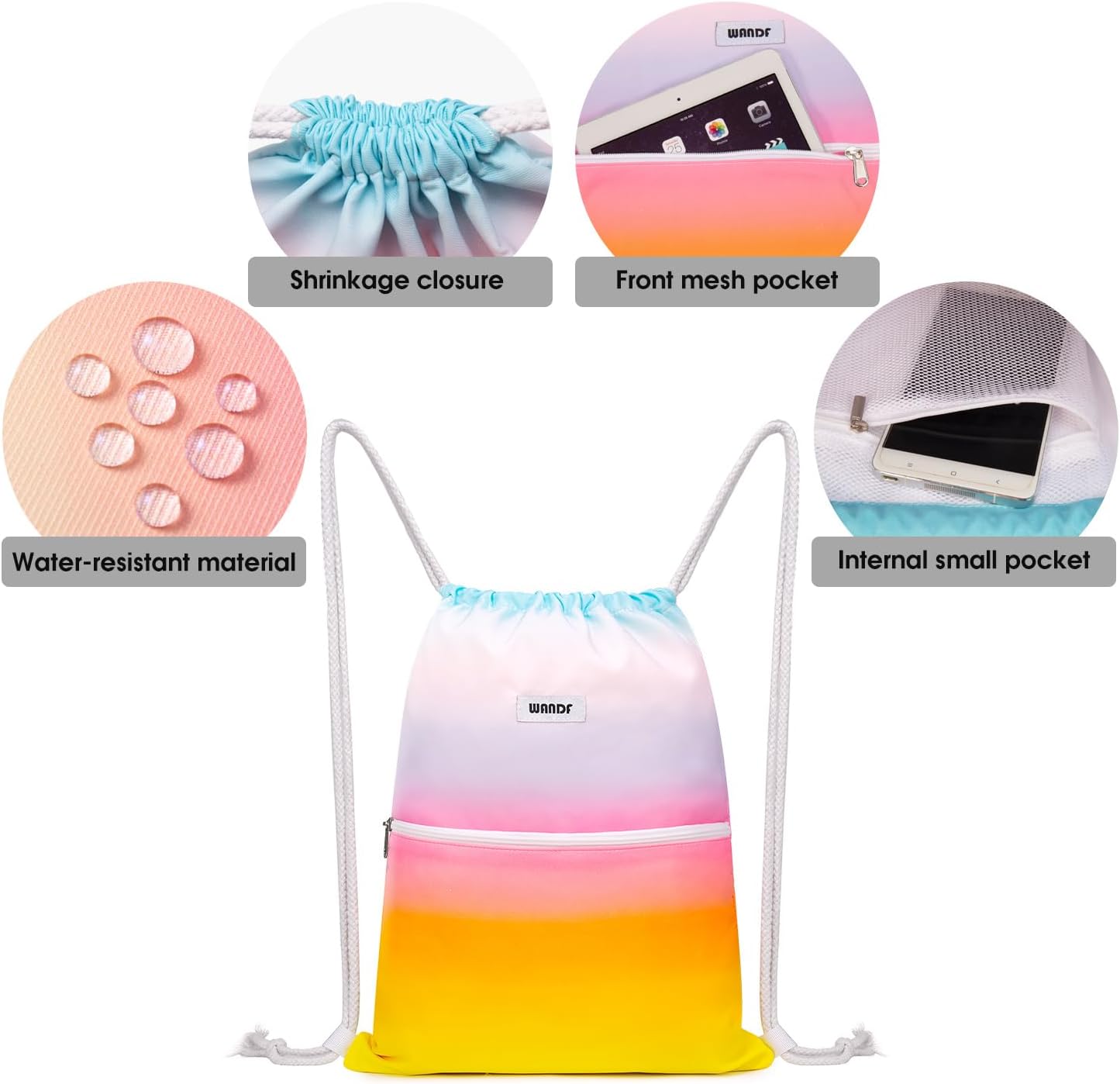 WANDF Foldable Drawstring Water Resistant Backpack