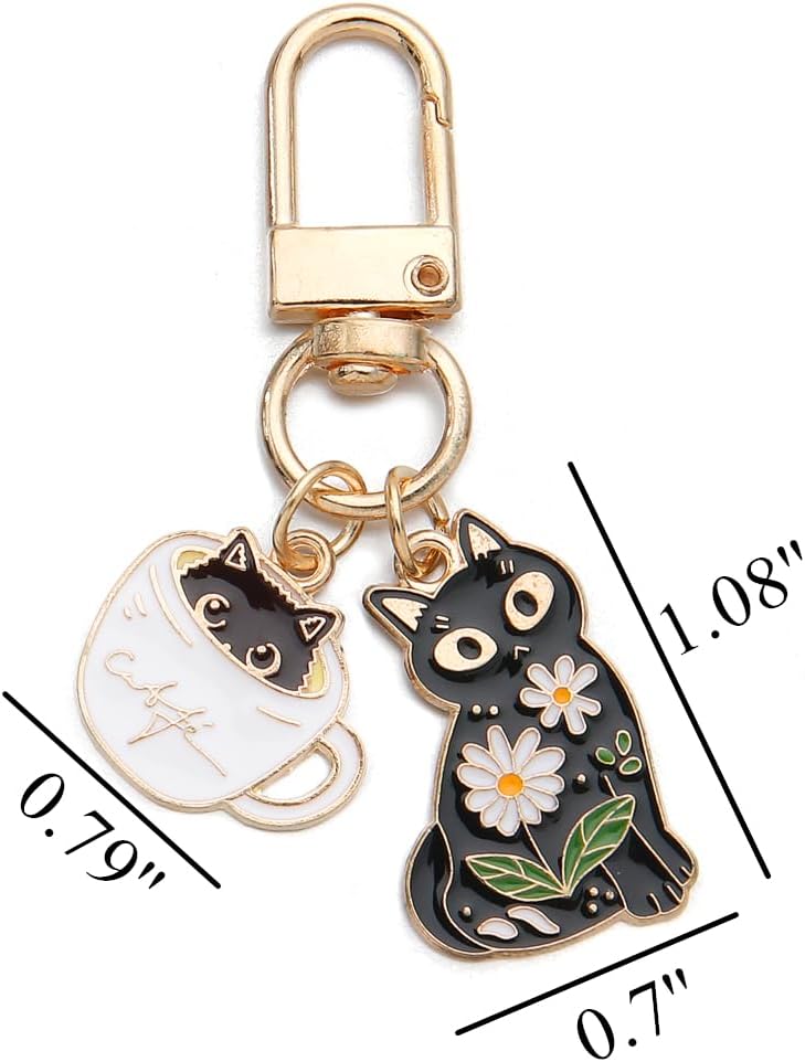 PHAETON 20PCS Cute Cat Keychain with Hook