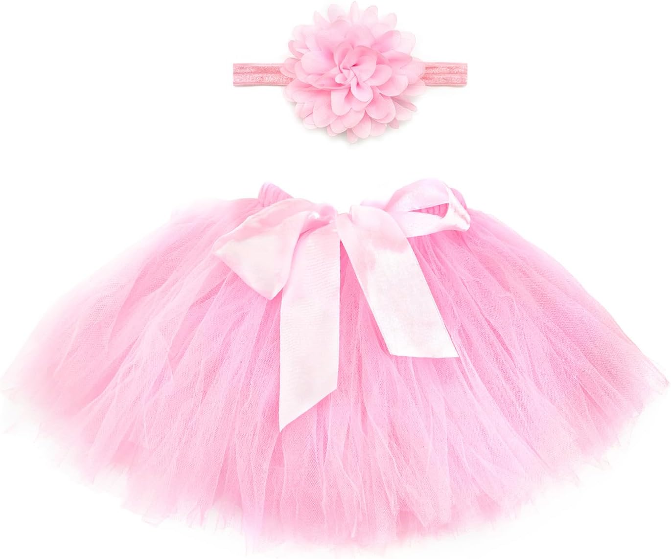 Medsuo Newborn Tutu Skirt and Pink Flower Headband