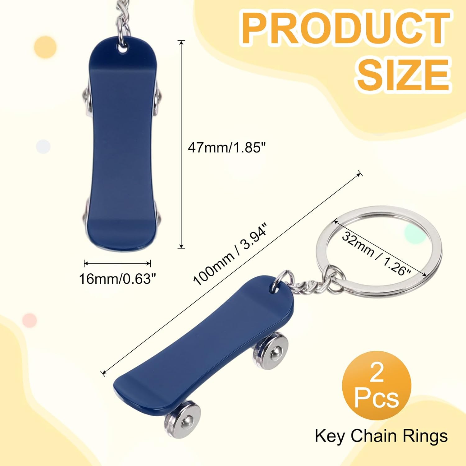 PATIKIL Mini Skateboard Keychain Key Ring
