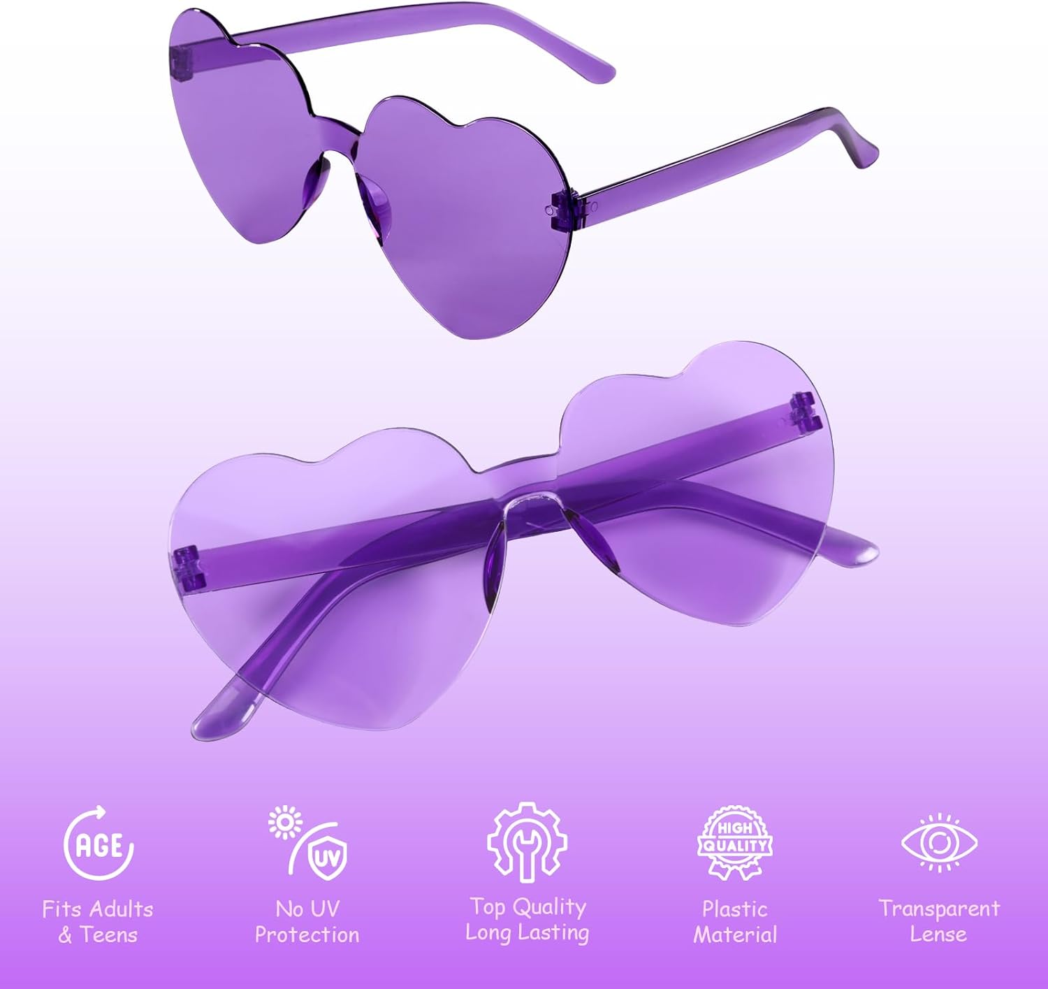 72 Pairs Heart Shaped Sunglasses in Candy Colors