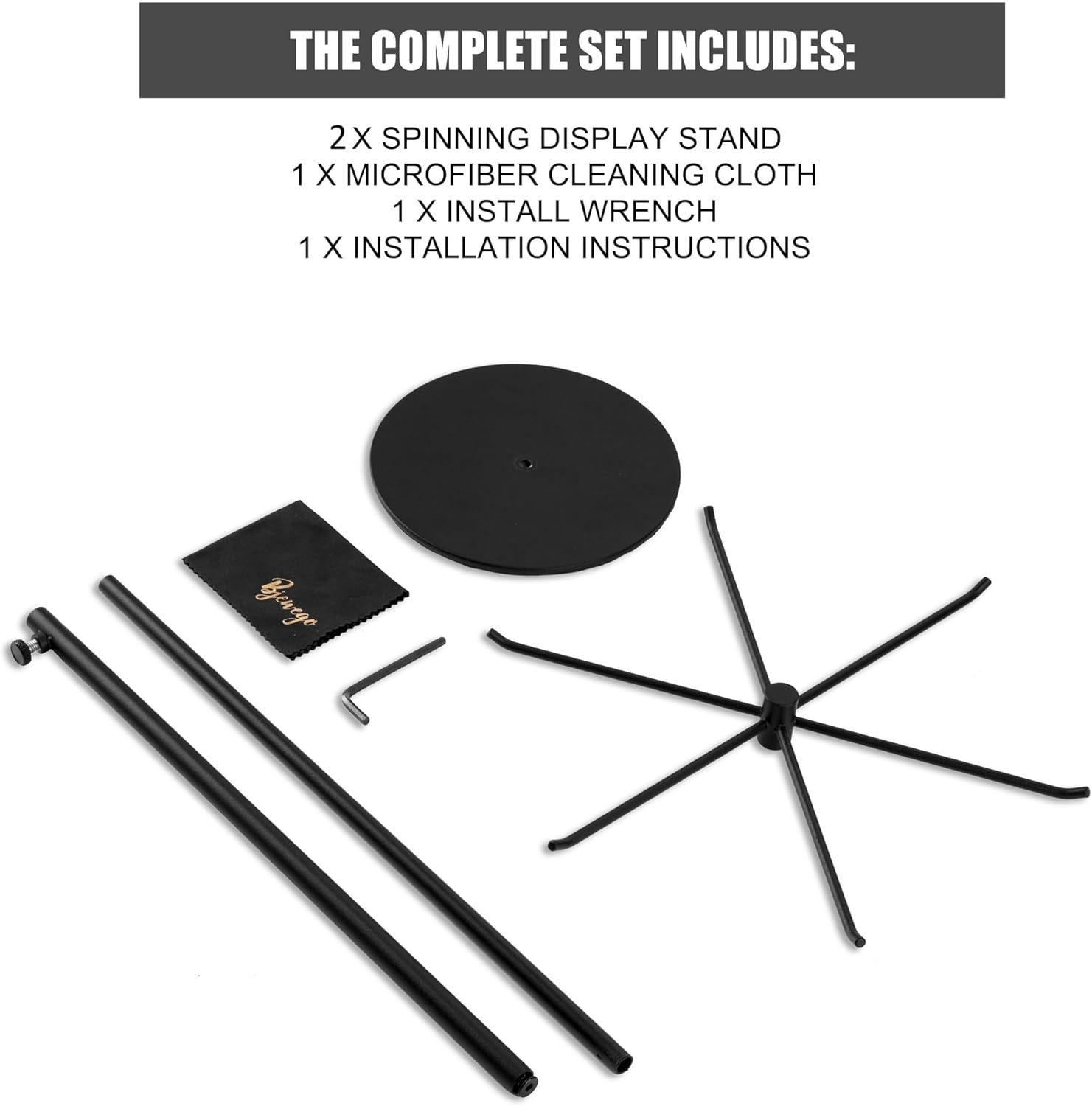 Adjustable Height Rotating Jewelry Display Stand - Matte Black 1 Pack