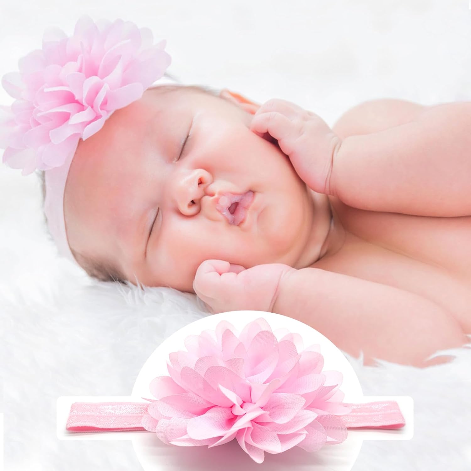 Medsuo Newborn Tutu Skirt and Pink Flower Headband