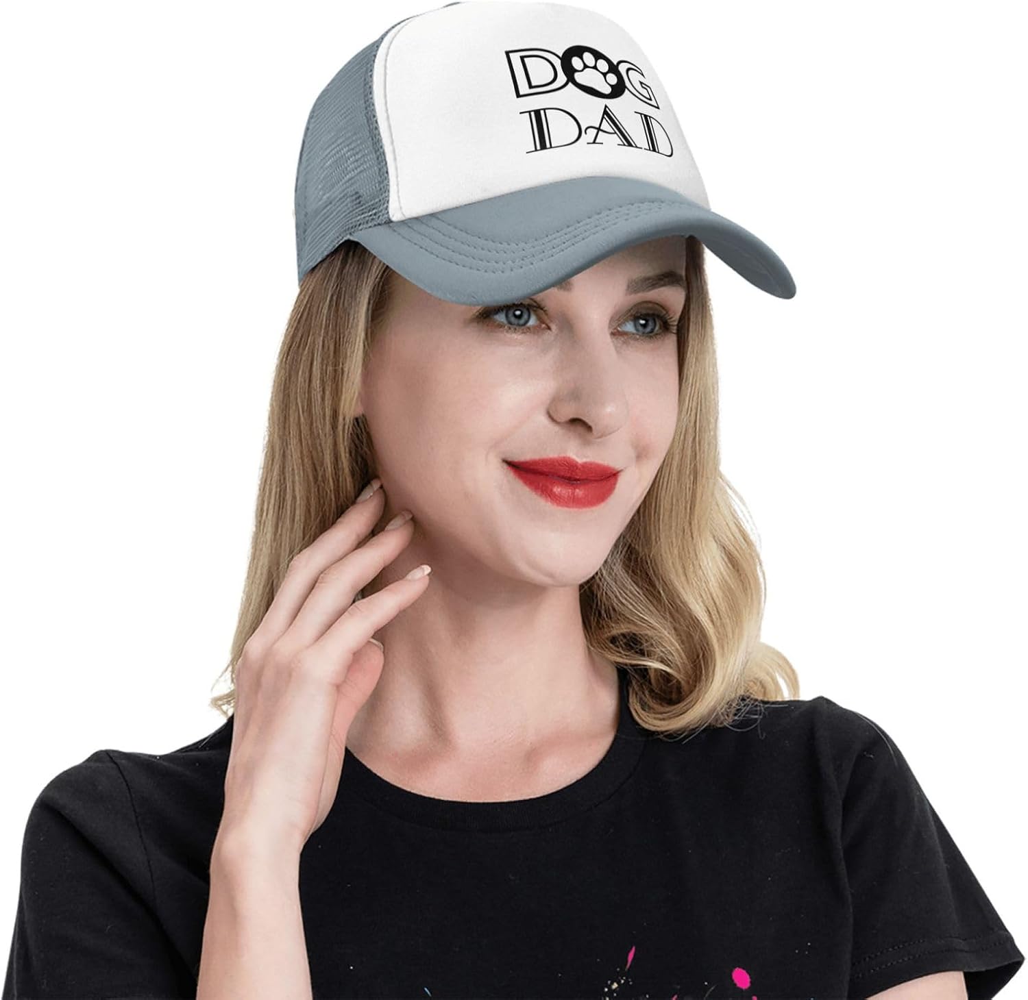 Dog Dad Funny Baseball Cap Adjustable Fitted Hat for Men Women Gray