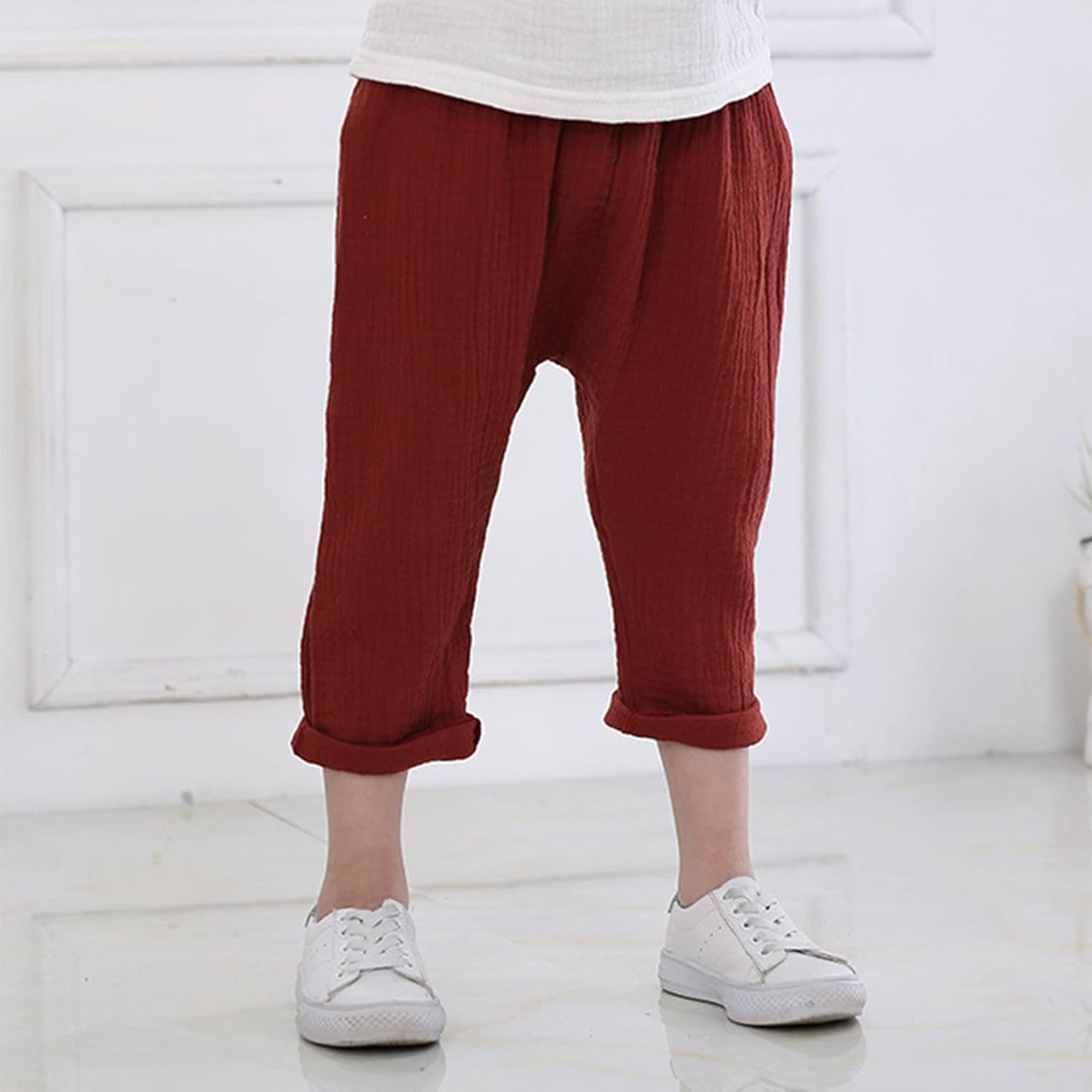 Toddler Cotton Linen Long Pants for Boys and Girls