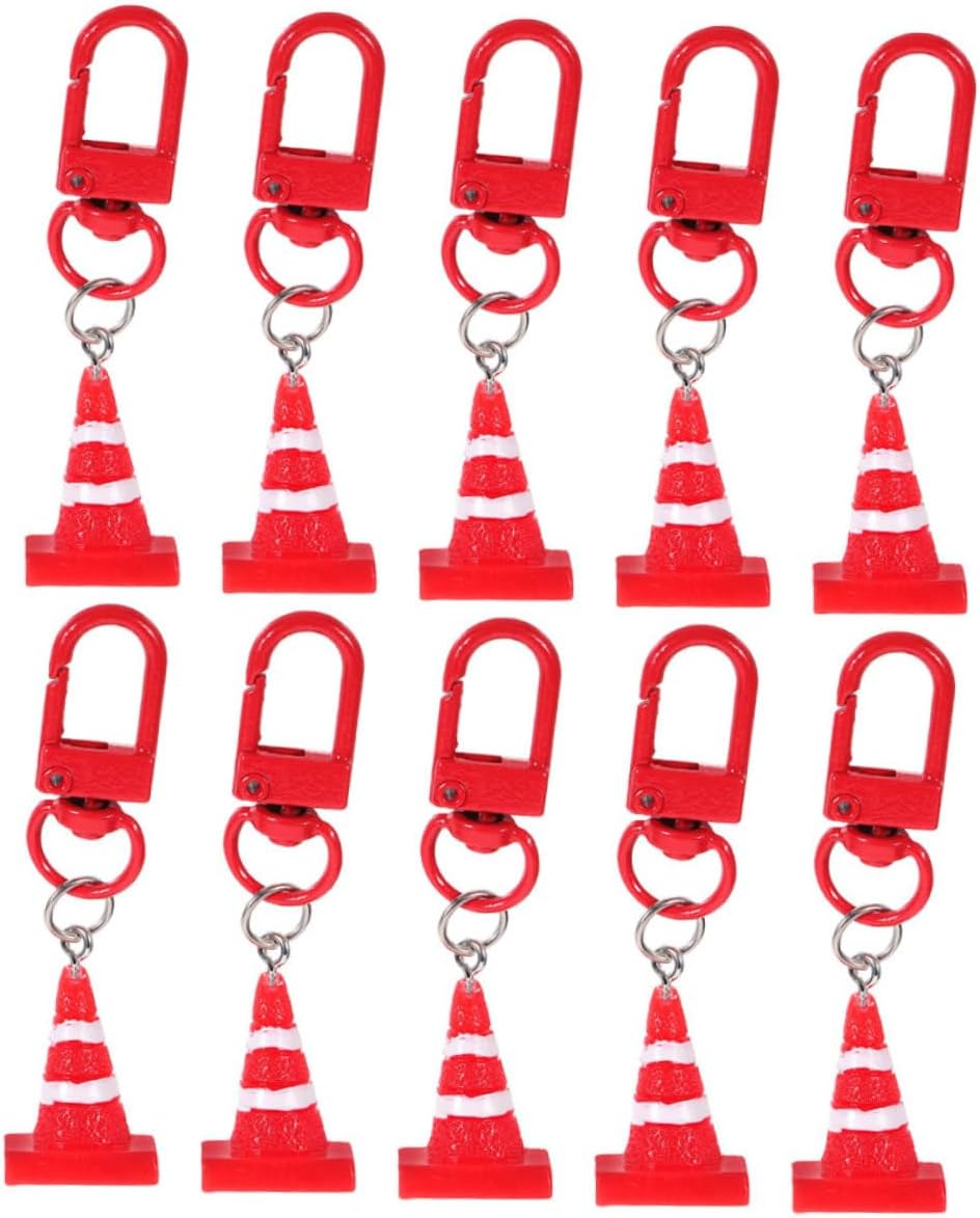 Kisangel 5pcs Resin Traffic Cone Keychain Pendant Set