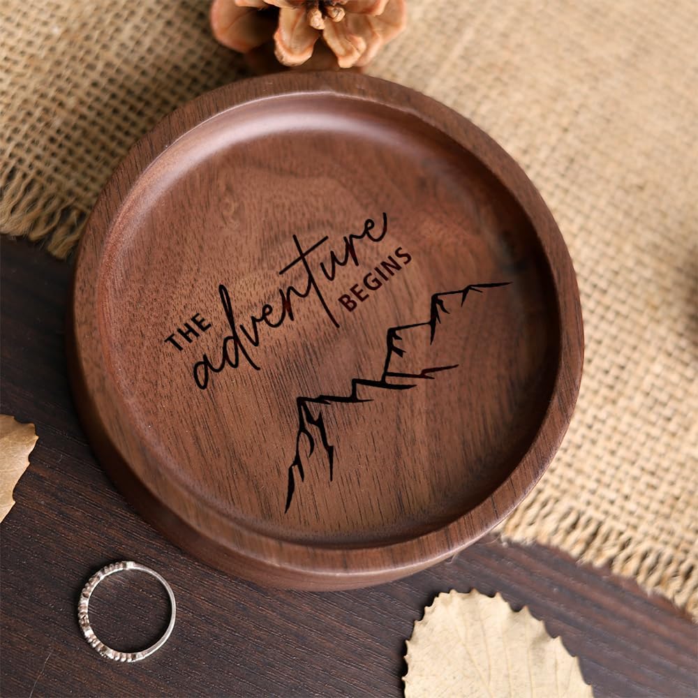 La Boda Wooden Ring Tray Engraved Wedding Ring Holder for Couples