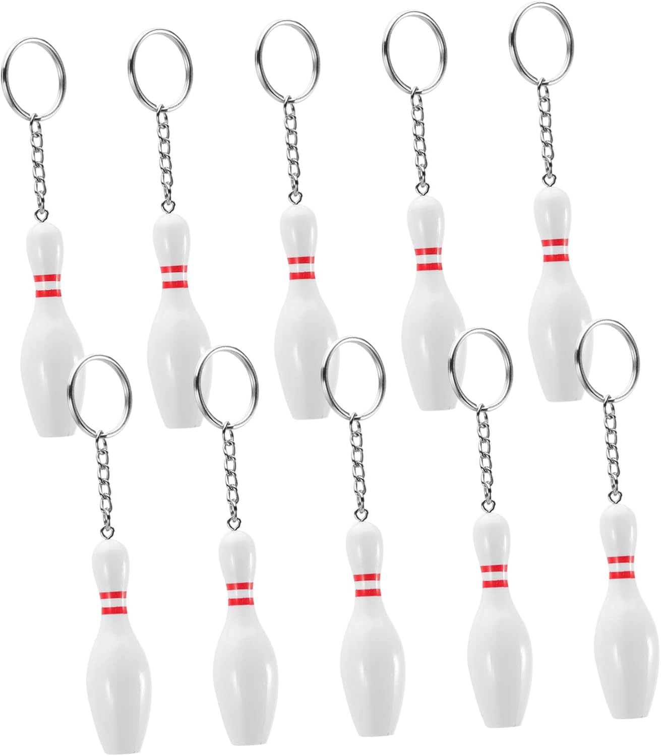 Toyvian Bowling Pin Keychains for Bags and Keys