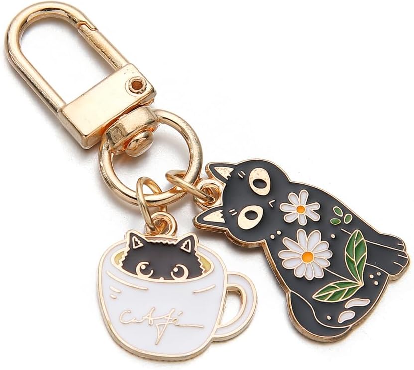 PHAETON 20PCS Cute Cat Keychain with Hook