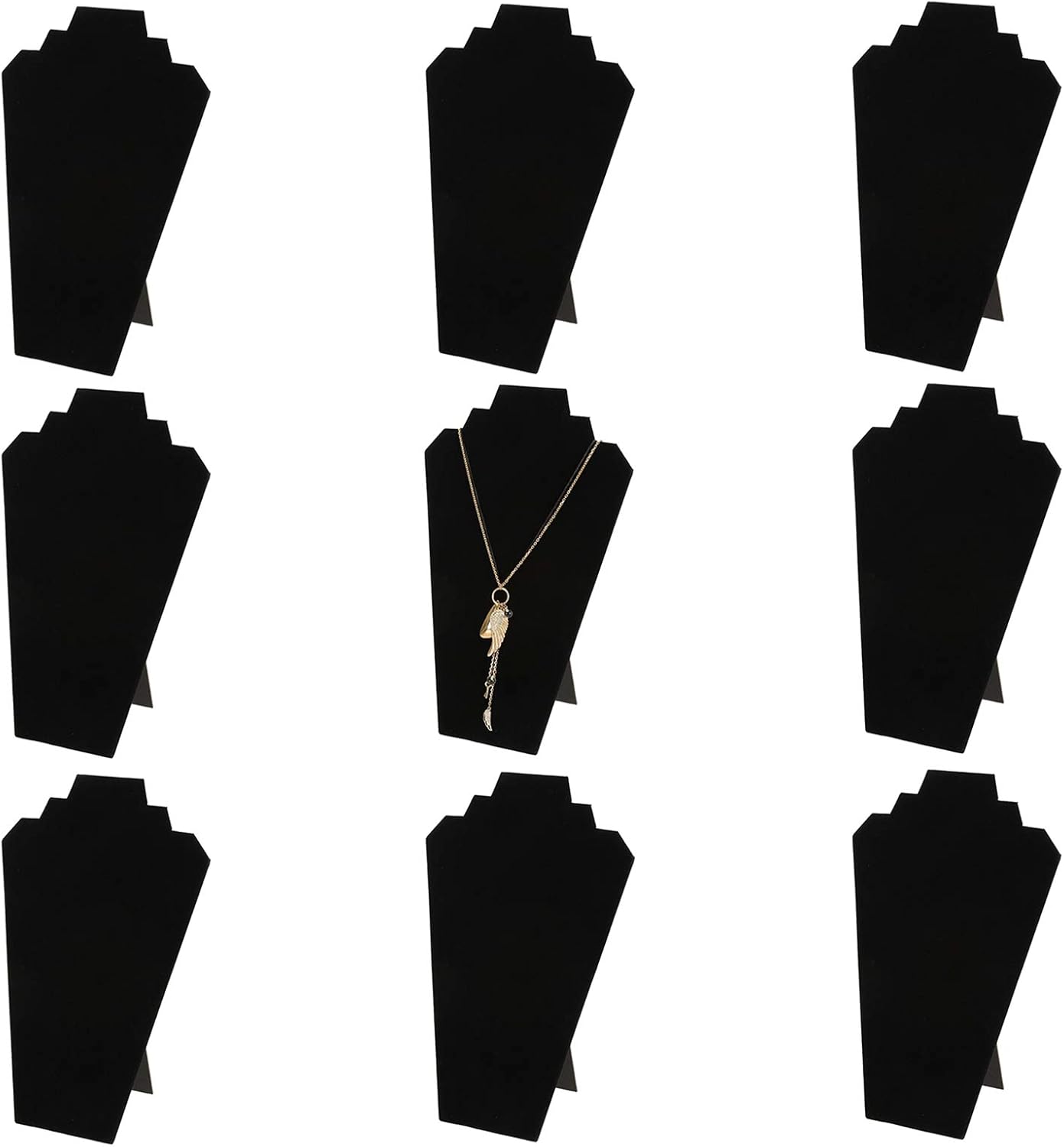 Foraineam 9 Pack Necklace Display Holder Black Velvet 125 Inch
