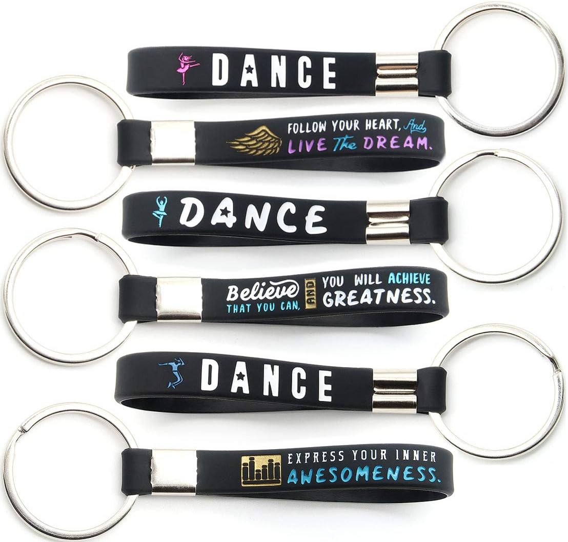 12-Pack Dance Keychains with Motivational Quotes