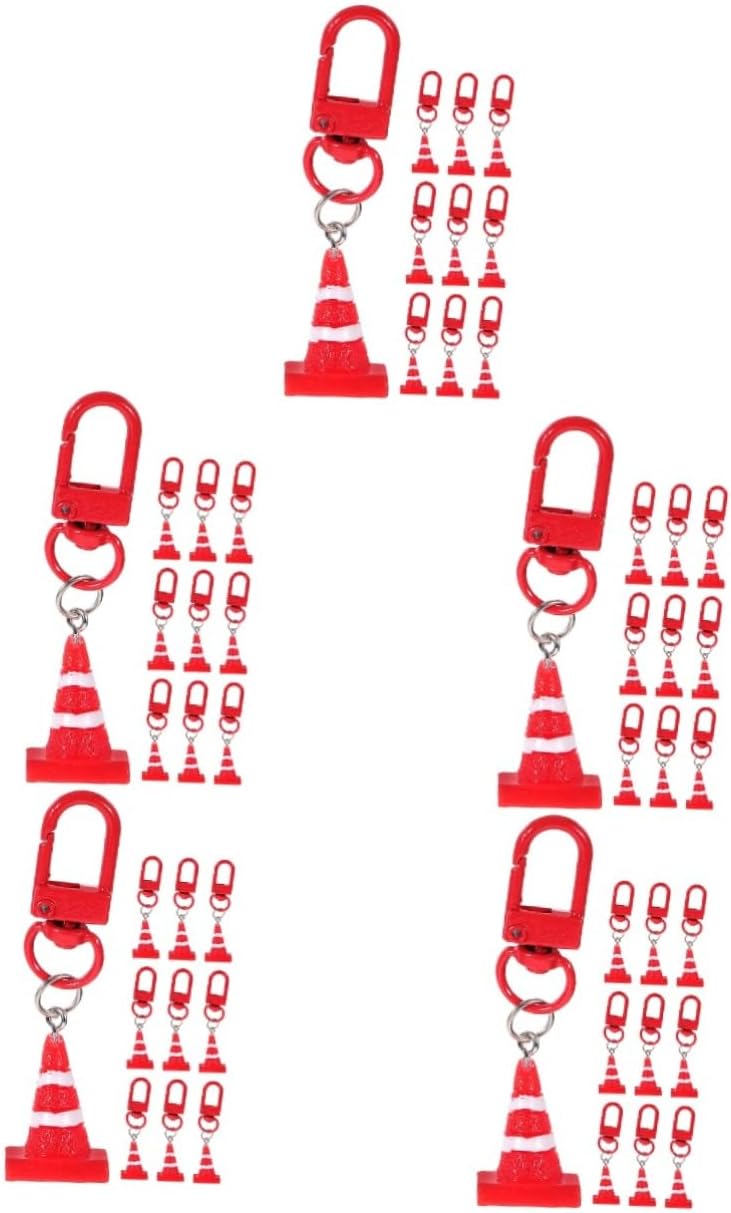 Kisangel 5pcs Resin Traffic Cone Keychain Pendant Set