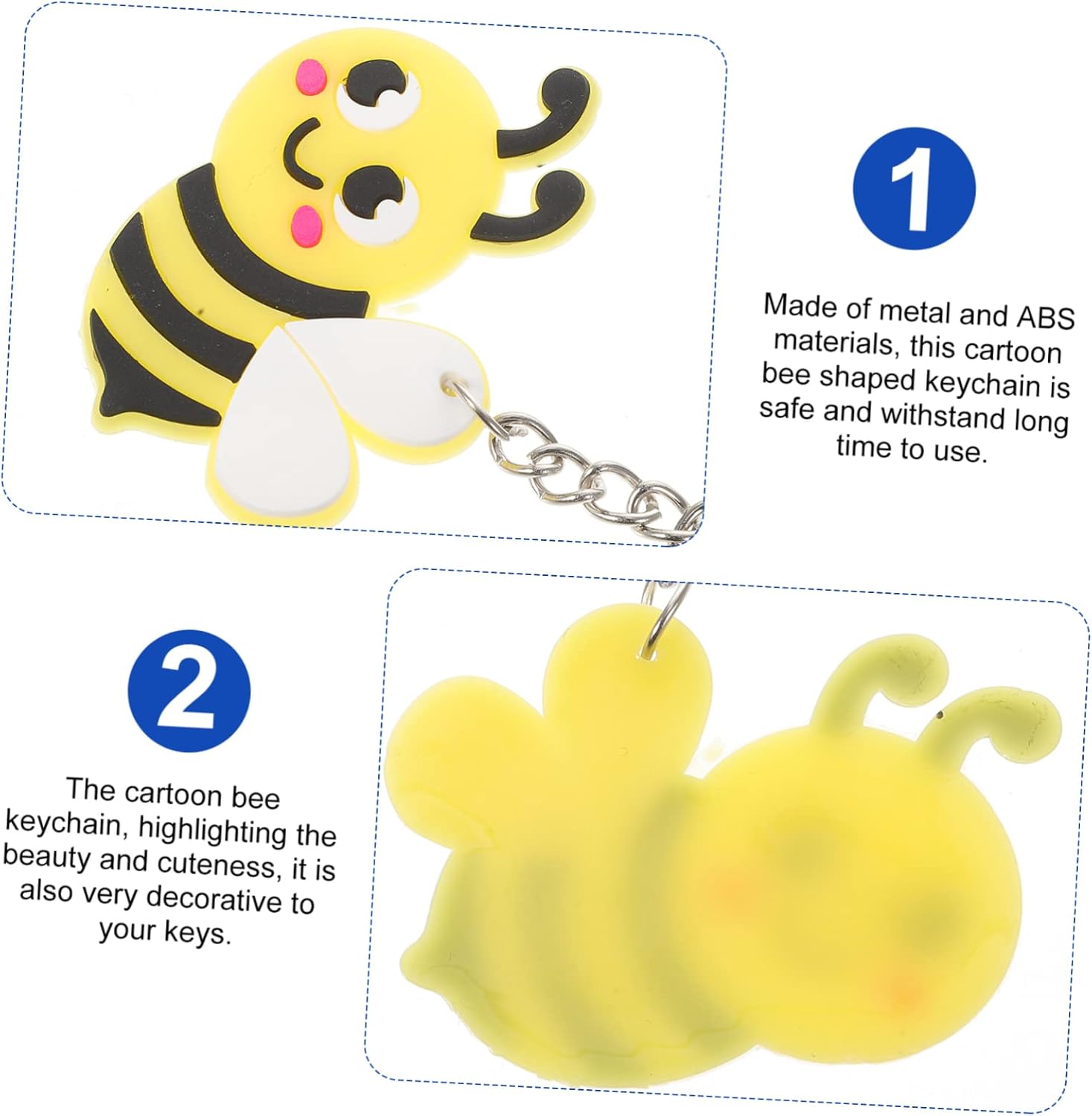 24 Pcs Cute Bee Keychains for Bags and Decor