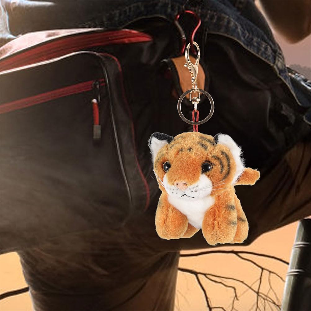 LOGOFUN 4PCS Plush Tiger Keychains for Backpacks Purses