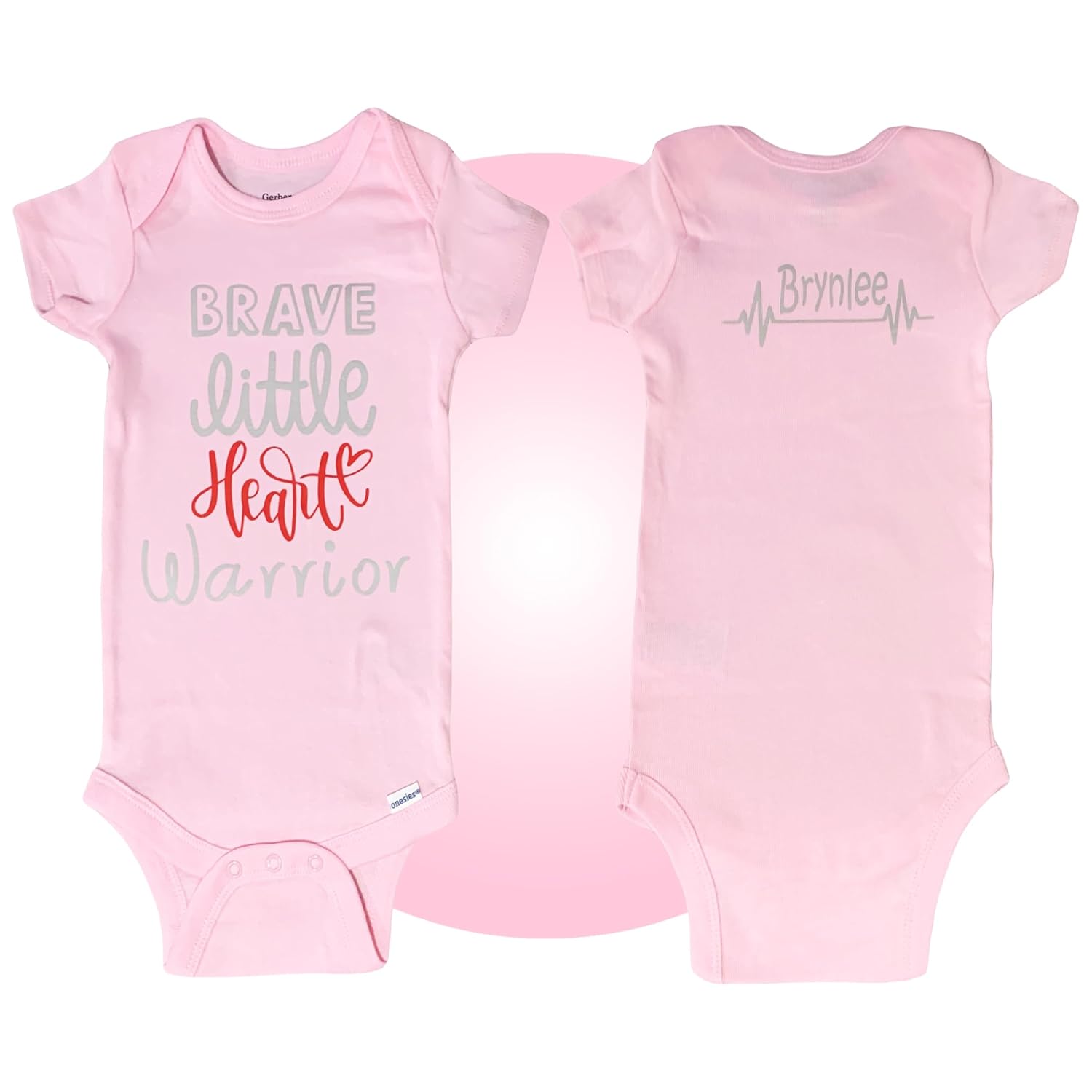 Personalized Heart Warrior Baby CHD Onesies - Pink - Unisex 100 Cotton