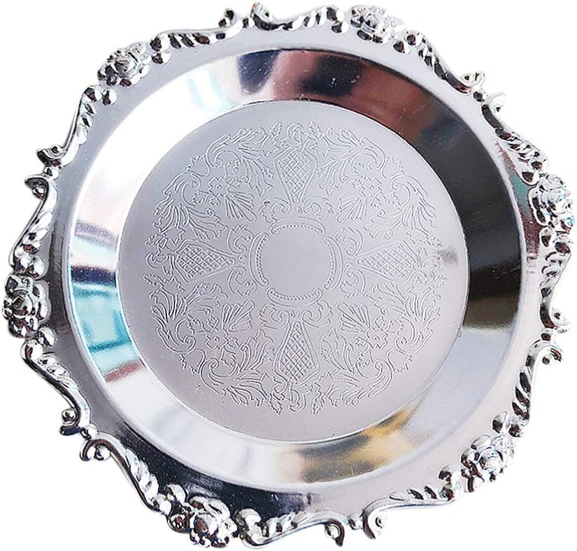 EXCEART Vintage Round Iron Trinket Tray