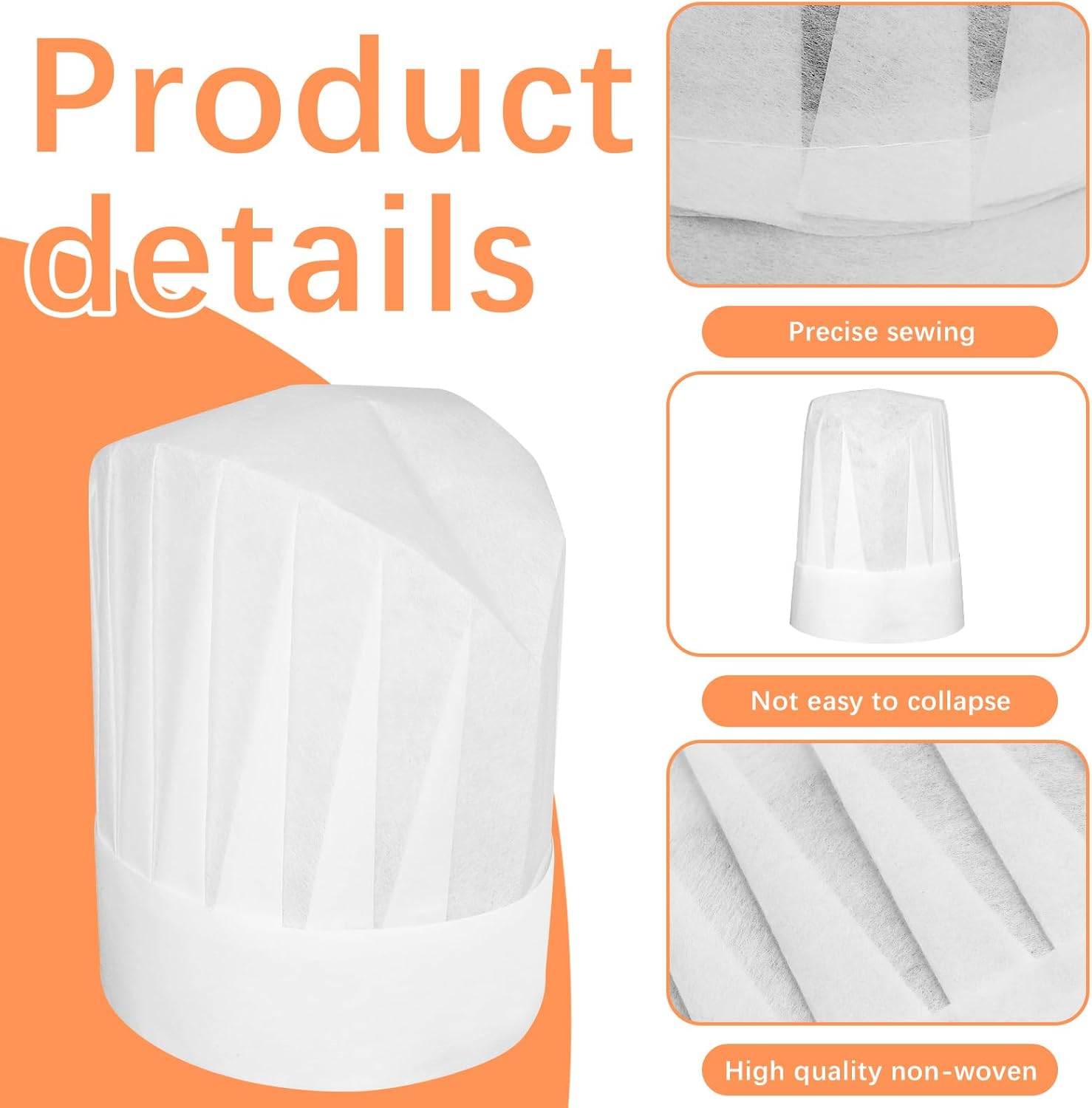 12 Pack White Disposable Chef Hats for Kids