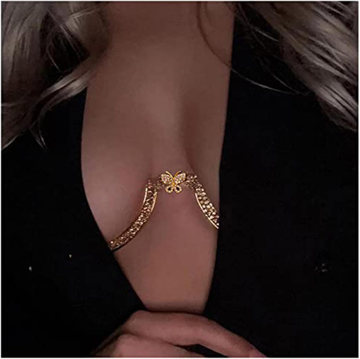 Rhinestone Chest Bracket Bra Chain Body Jewelry for Women