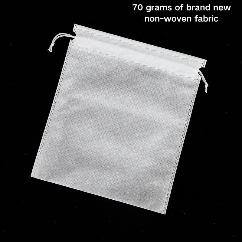 10PCS White Non-Woven Drawstring Bags 30x25cm
