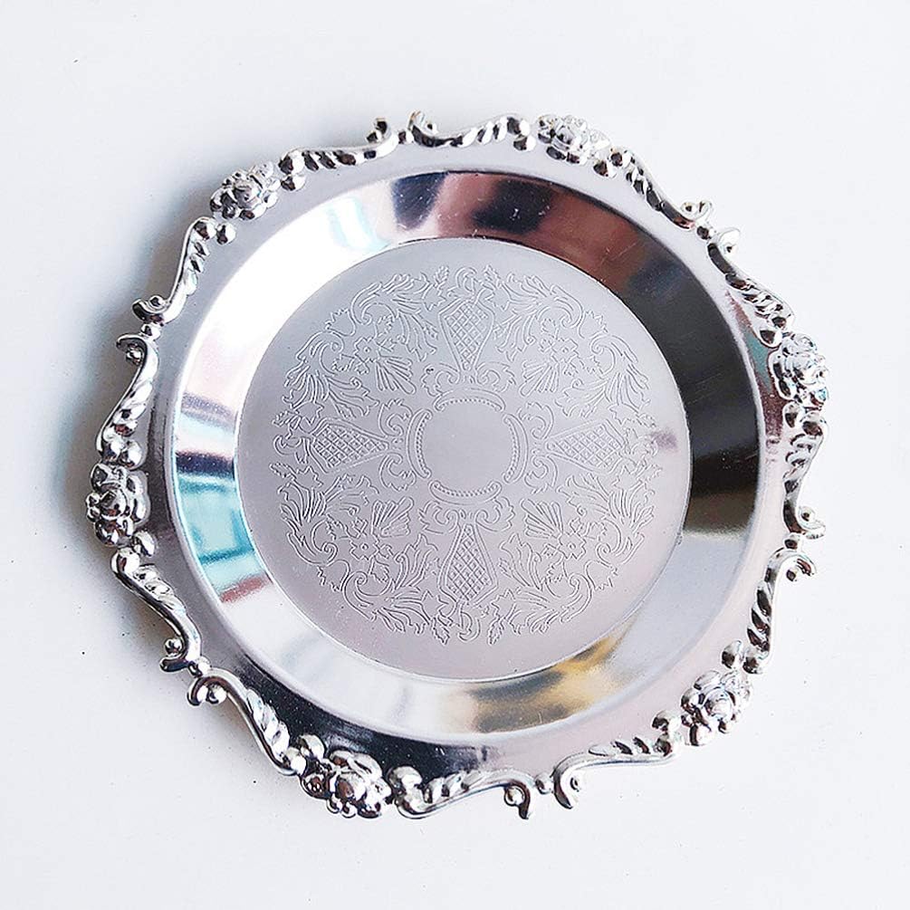 EXCEART Vintage Round Iron Trinket Tray