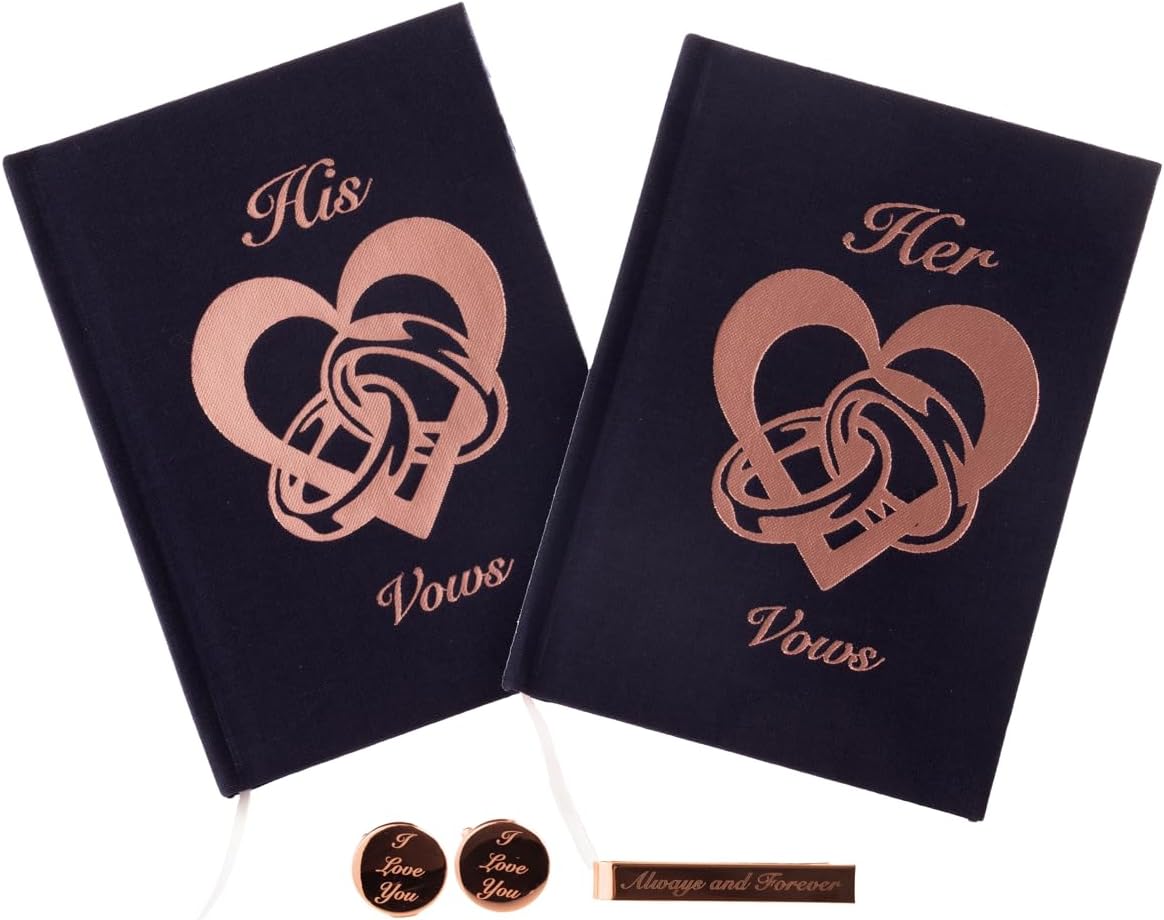 IMPRESS Vow Books His and Hers Wedding Linen Foil Stamped