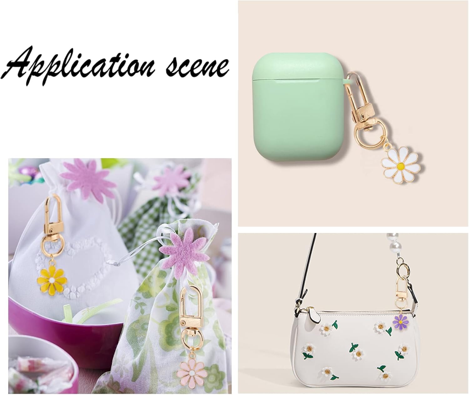 PH PandaHall 24pcs Daisy Enamel Keychain Set