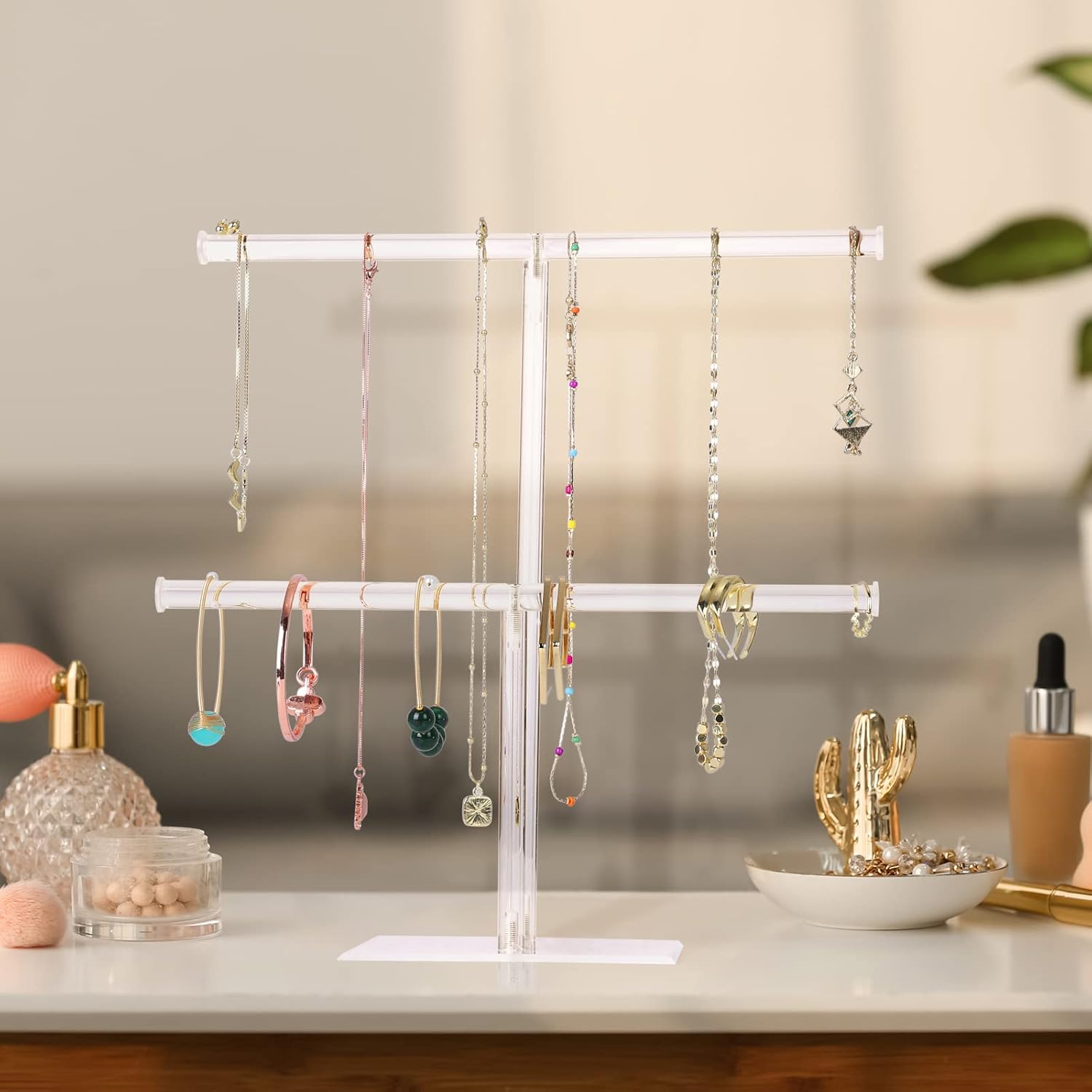 Suneerplay 2-Tier Jewelry Display Stand for Necklaces and Bracelets