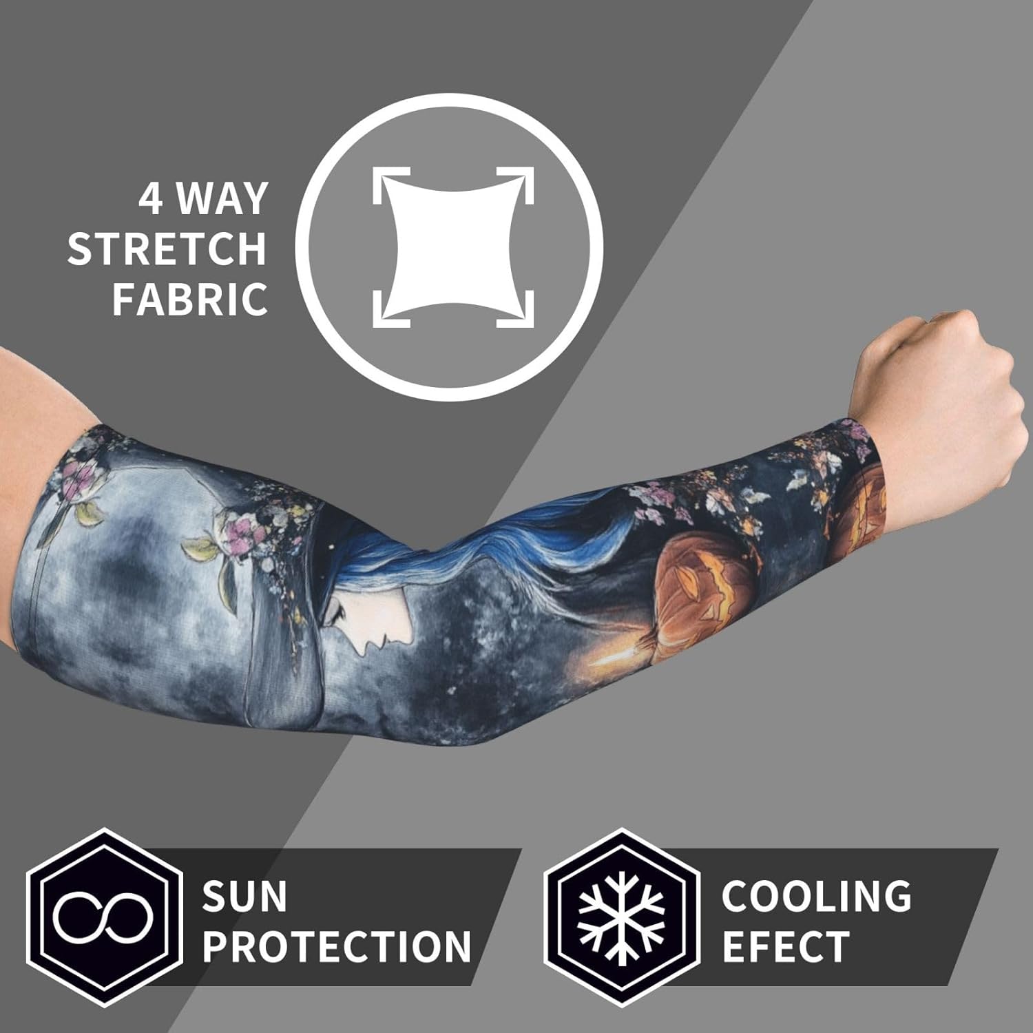 Men Women Cooling Compression Arm Sleeves for Sun Protection