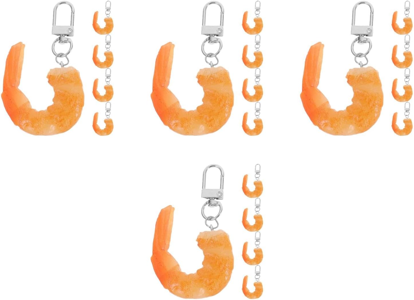 LOGOFUN 20 Pcs Fake Shrimp Keychains for Bags and Backpacks