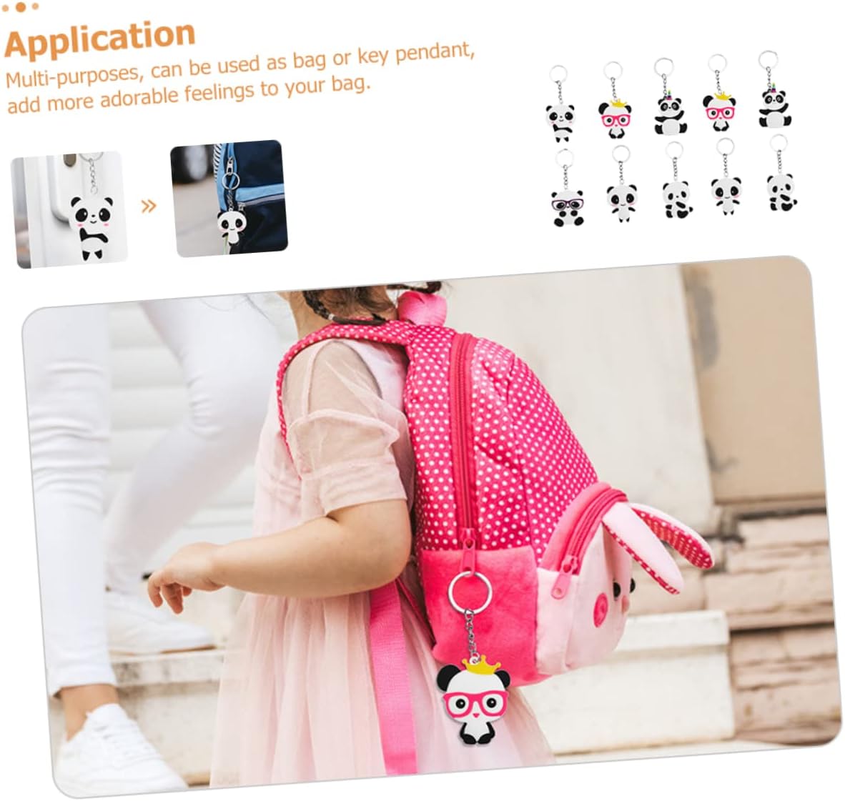 Amosfun 50pcs Cartoon Panda Keychains for Boys Girls Adults