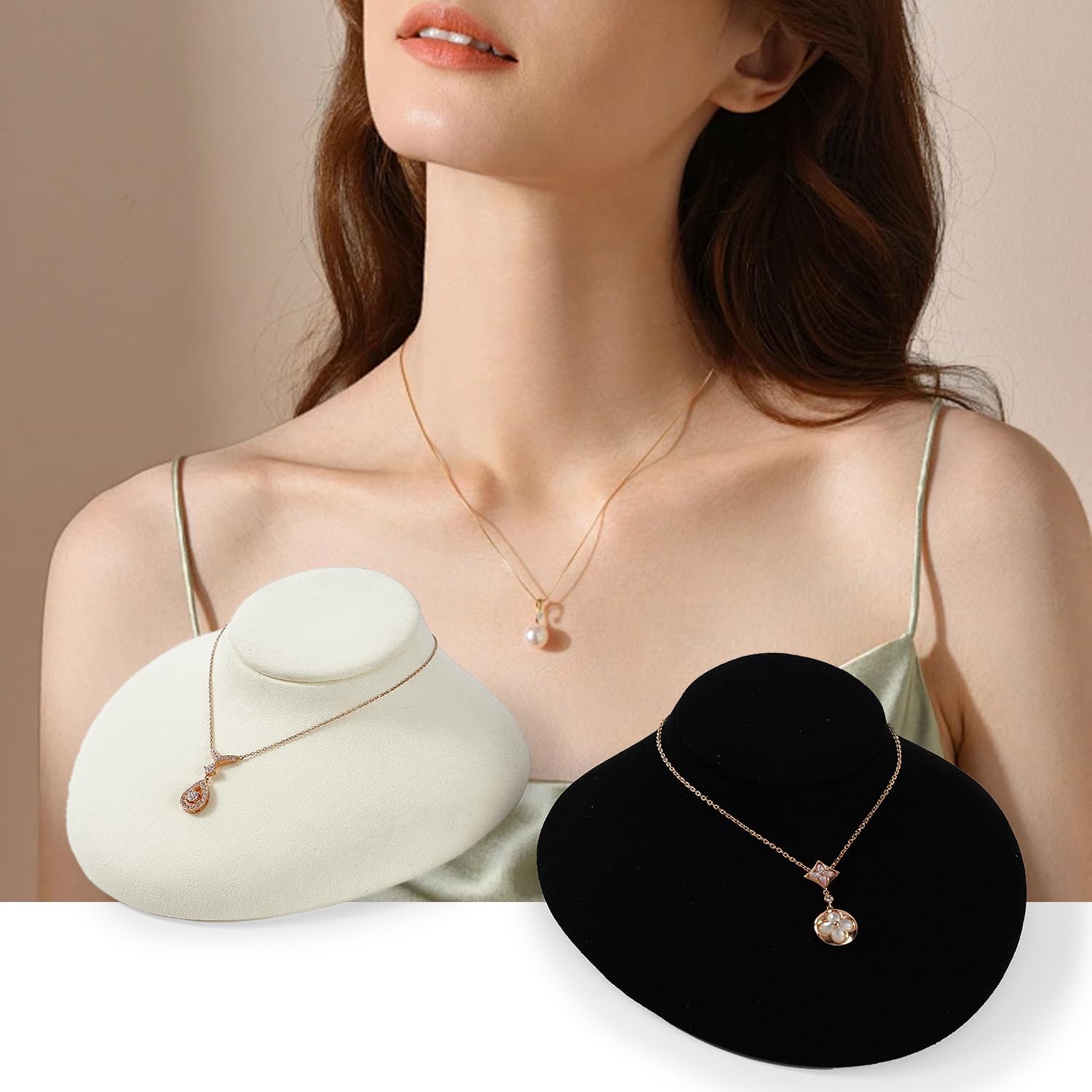 Oirlv Luxury Microfiber Jewelry Display Tower