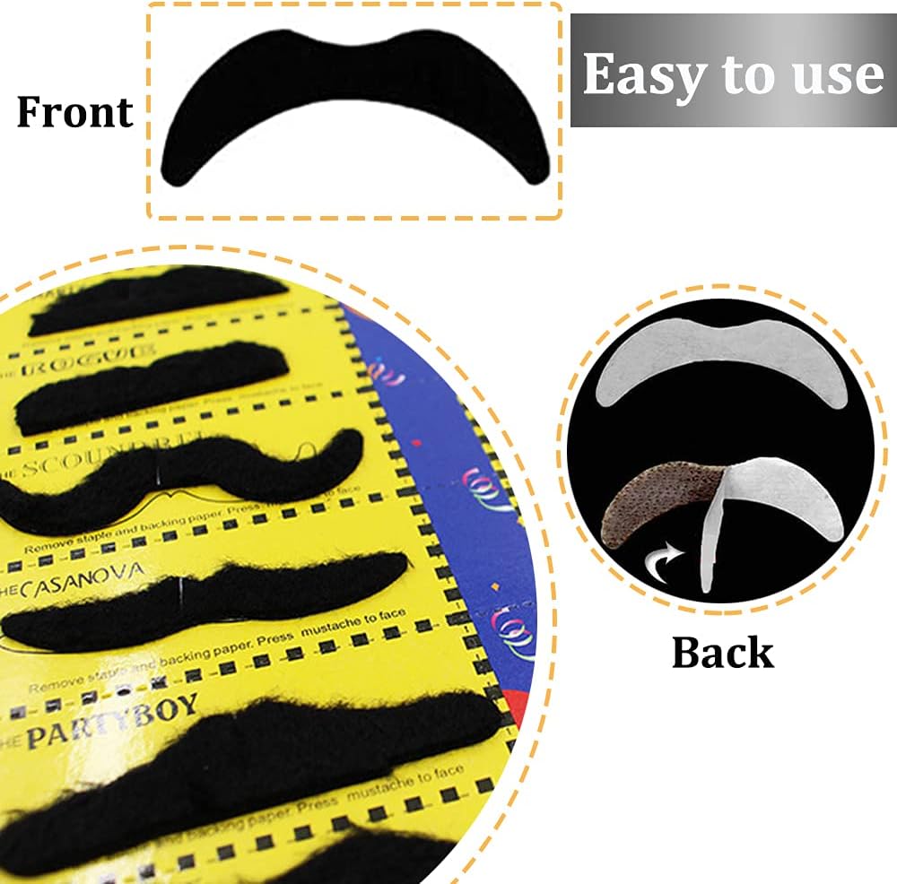 48 pcs Novelty Fake Mustaches for Parties and Halloween
