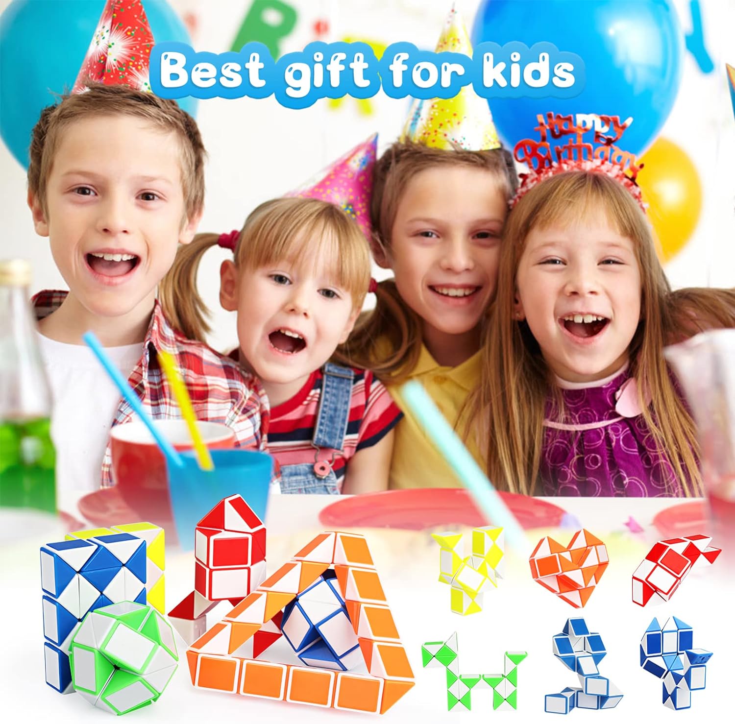 Ganowo 18 Pack Fidget Snake Cube Puzzle Toys for Kids Teens