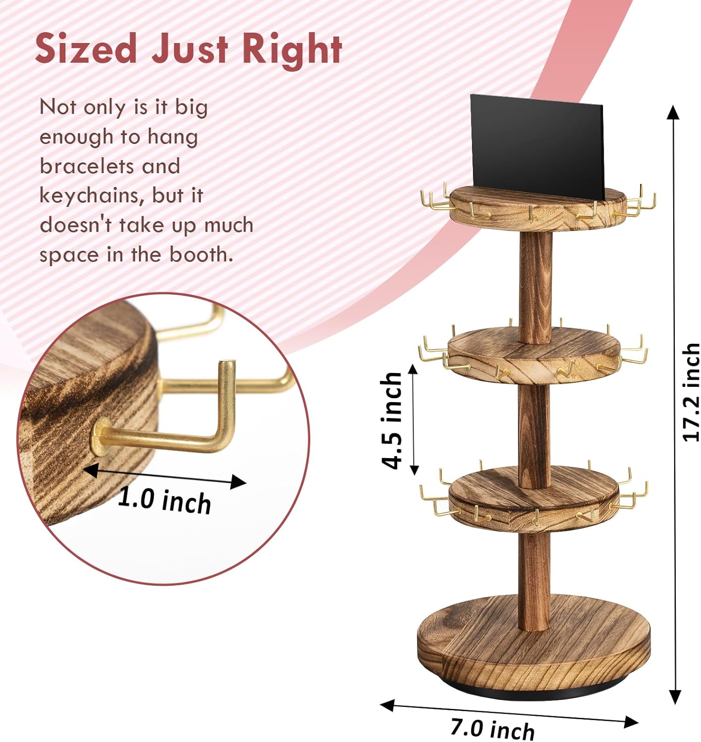Pinzoveco 3 Tier Rotating Bracelet Holder