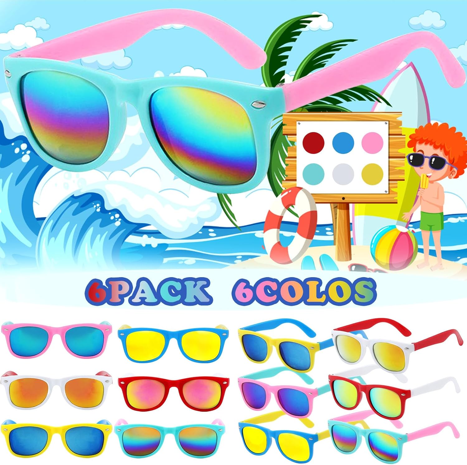 GoodUping 6 Pack Kids Sunglasses with UV Protection