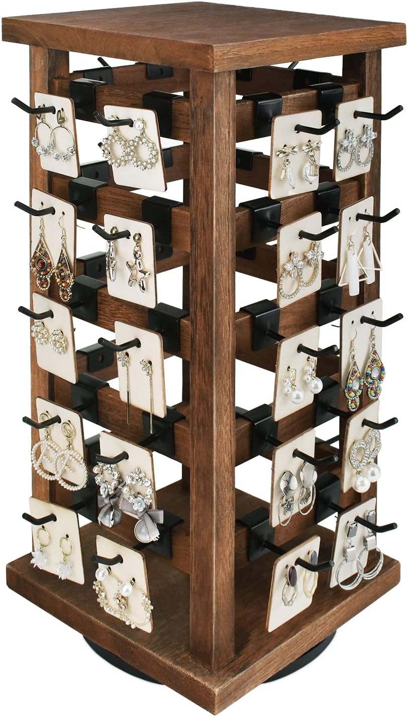 Ikee Design 5 Tiers Rotating Jewelry Display Tower with 42 Hooks