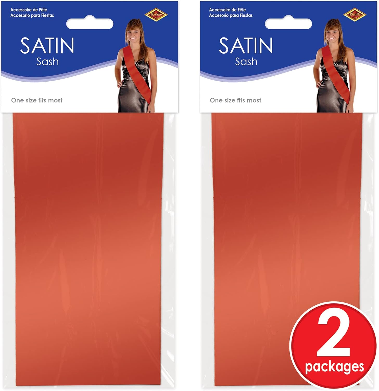 Beistle Red Satin Sashes 2 Count Customizable