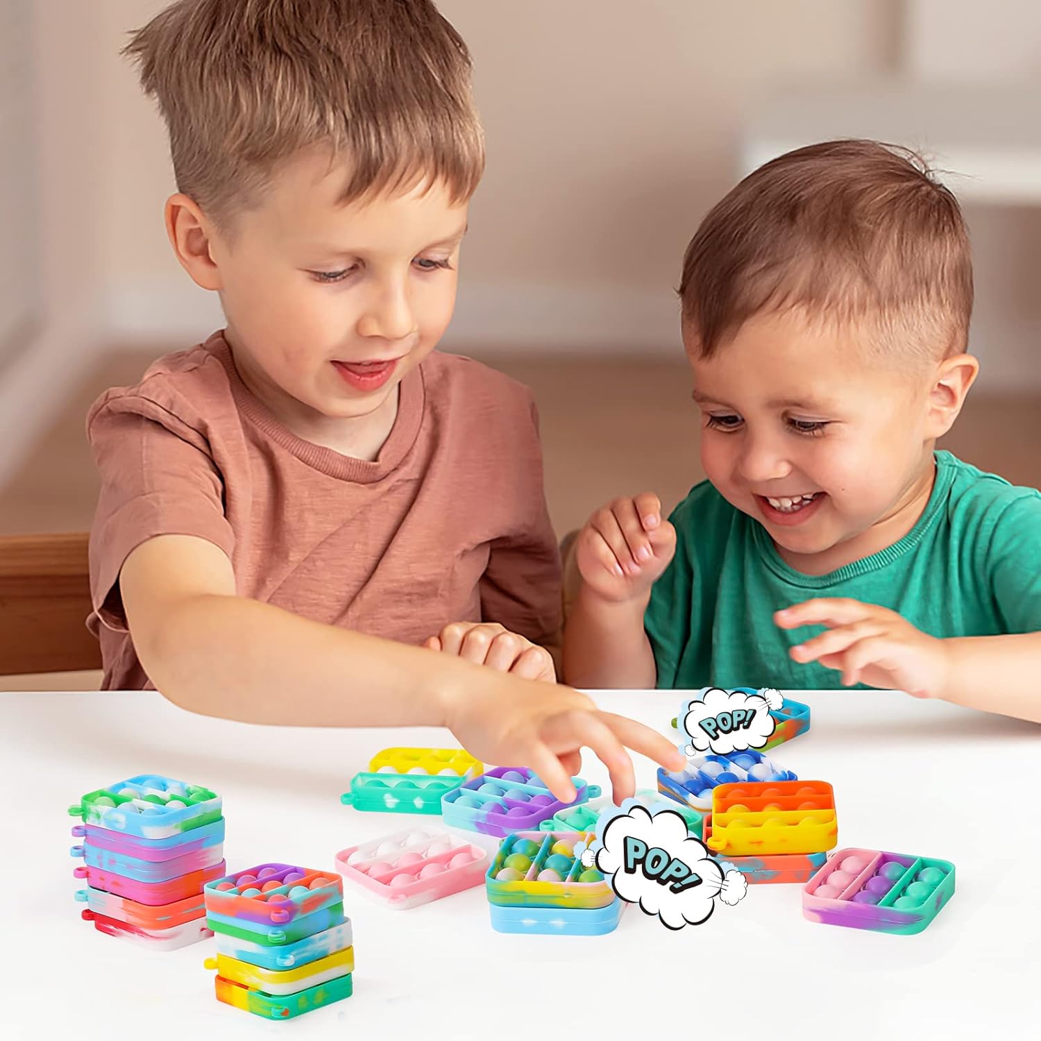 Genuvi Pop Fidget Toys 30 Pack Mini Keychain Fidget Toy for Kids