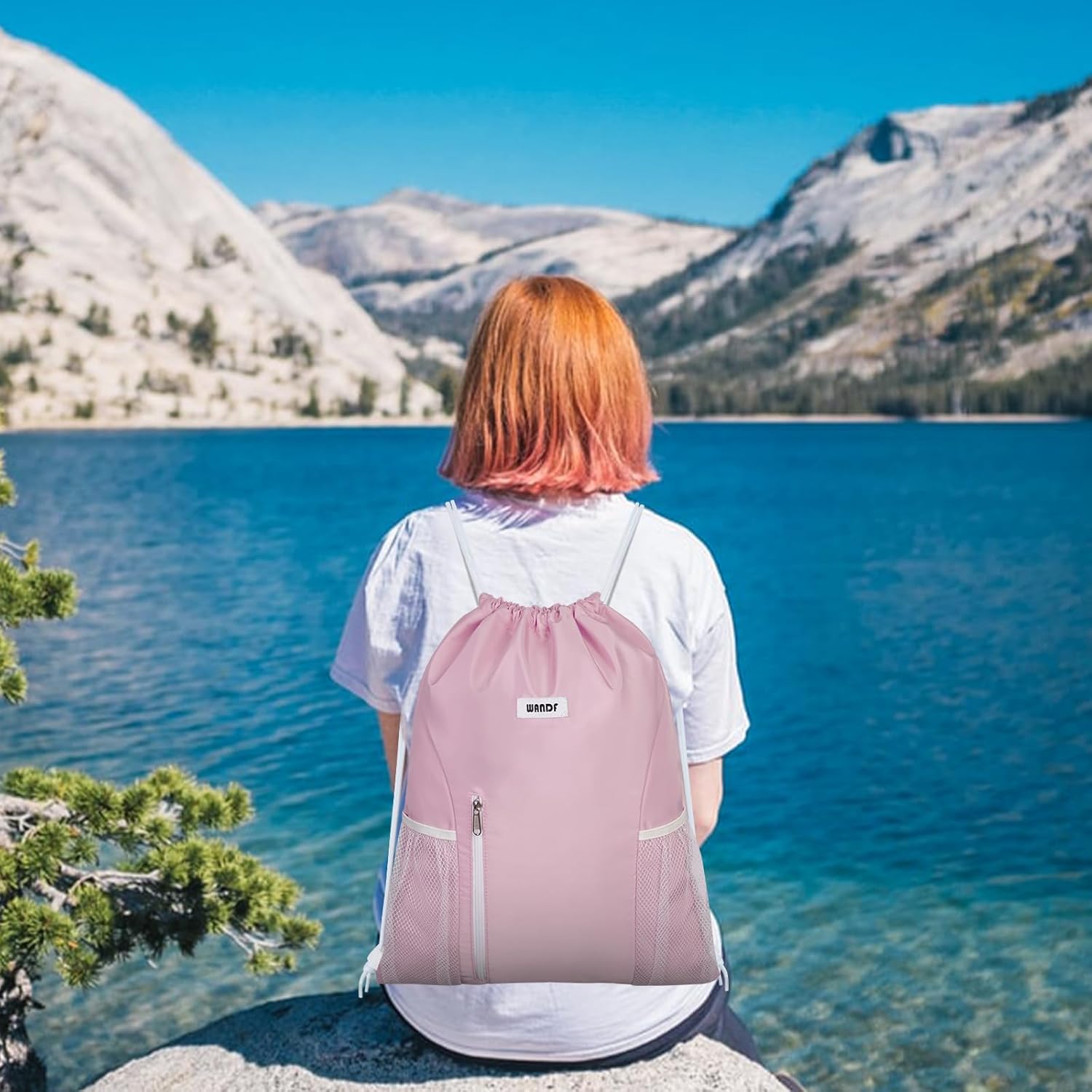 WANDF Drawstring Backpack for Men Women