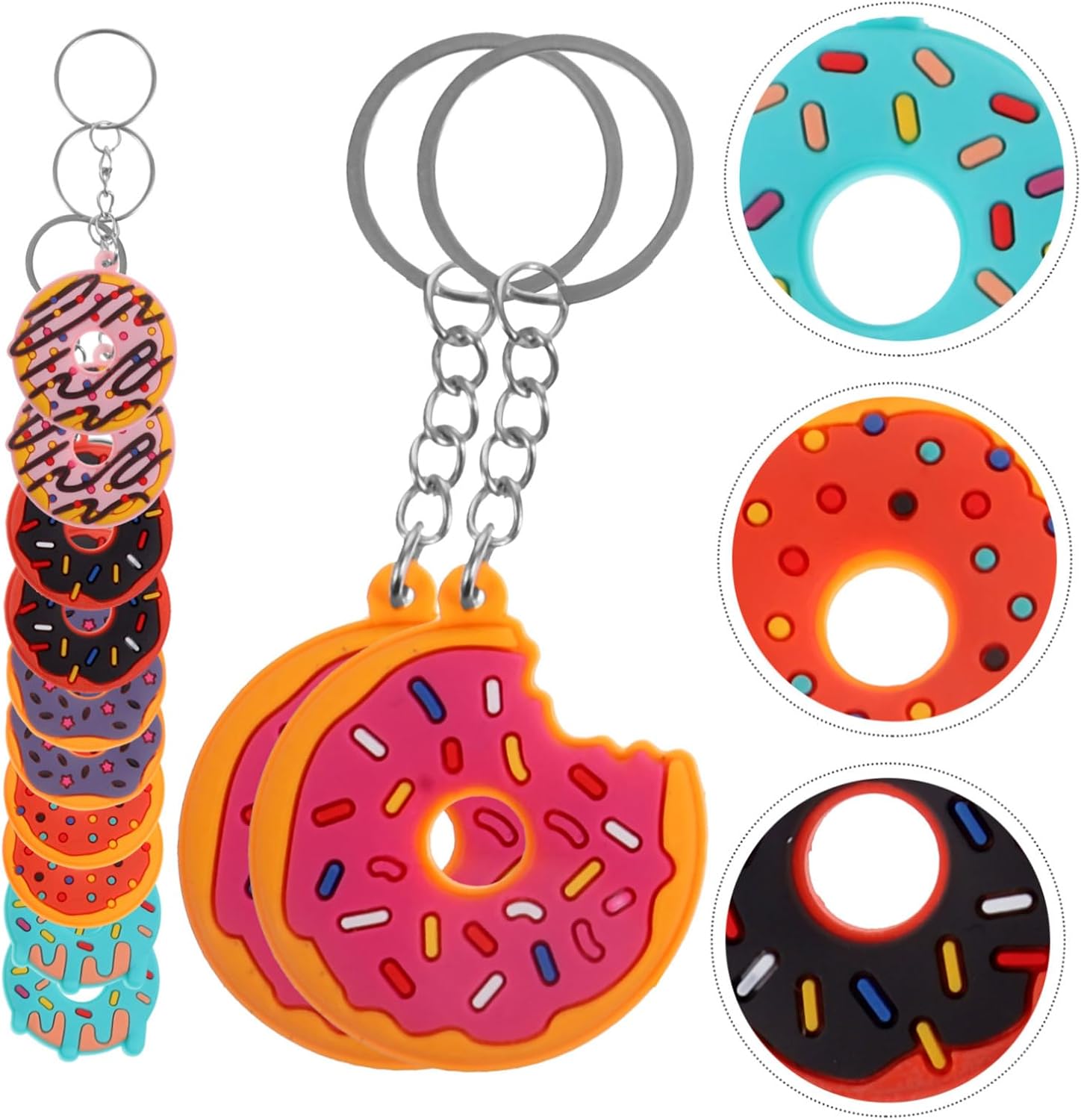 BESPORTBLE 12Pcs Cute Donut Design Keychain